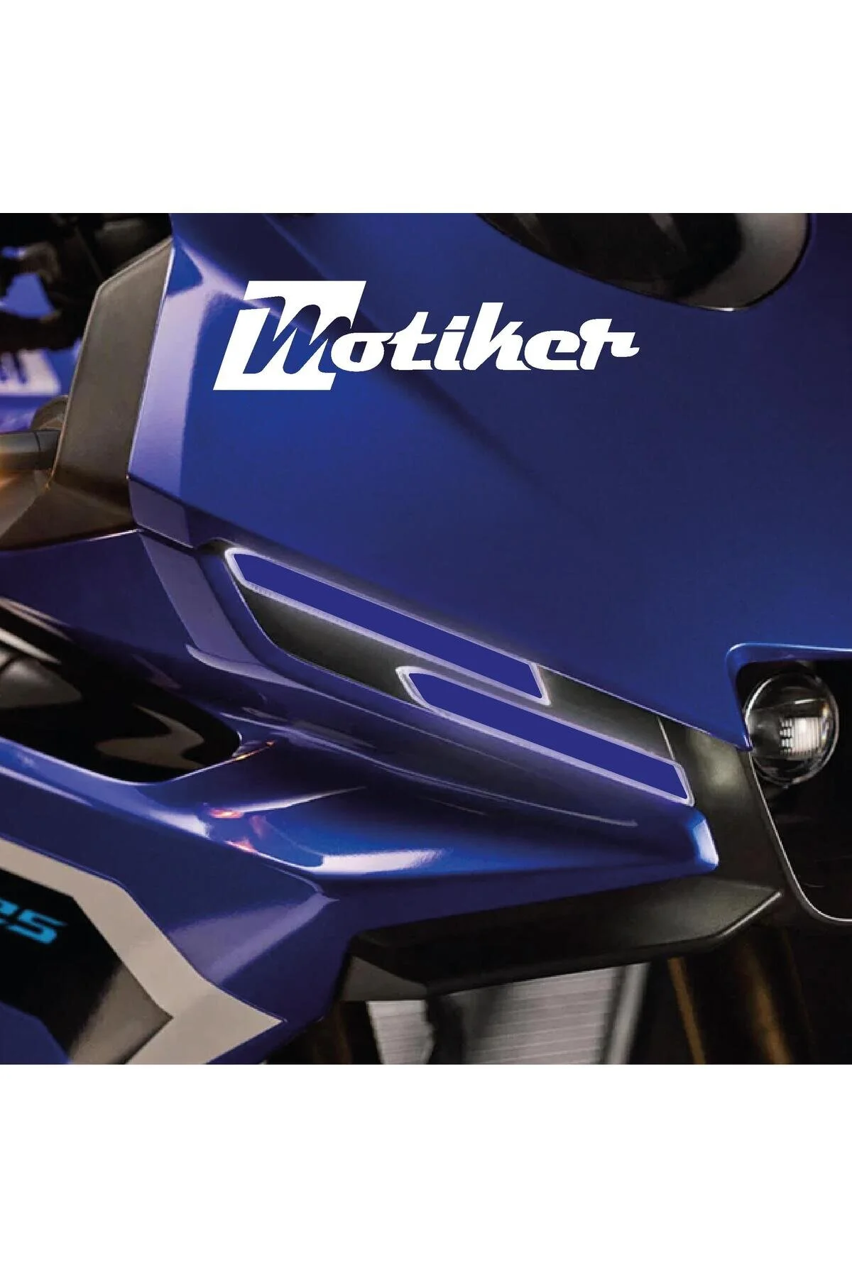 محافظ باک و برچسب استیکر چراغ جلو یاماها YZF R25 فویل رنگ آبی سرمه ای Motiker