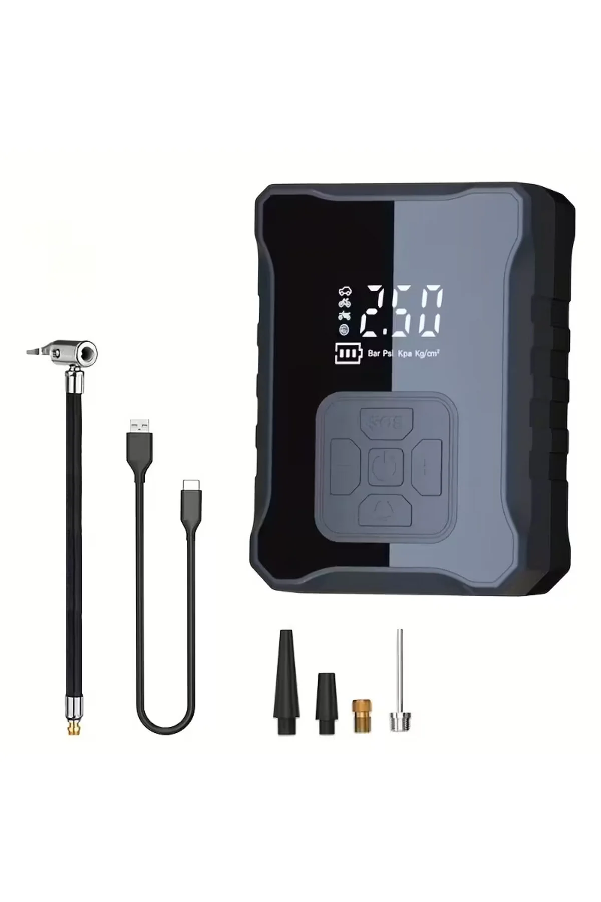 کمپرسور باد خودرو لاستیک بی سیم شارژی USB 150 PSI پمپ POWEBANK با ویژگی چشمک زن LED SARFEX