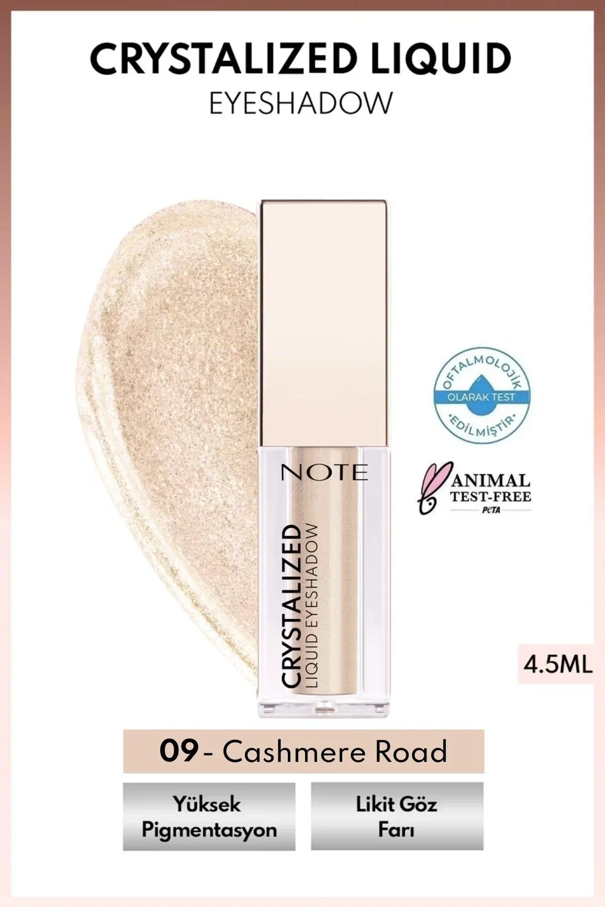 سایه چشم مایع متالیک با رنگ بژ مدل 09 Cashmere Road نوت کازمتیکس Note Cosmetics