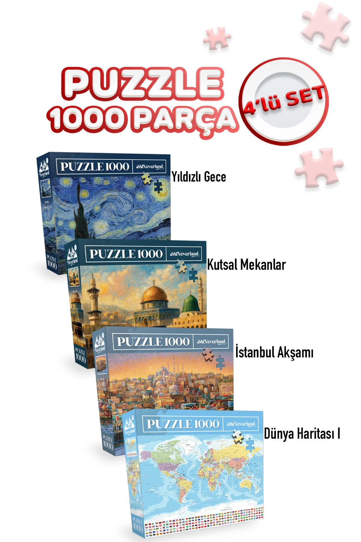 پازل 4 تکه 1000 شب پرستاره و اماکن مقدس عصر استانبول جهان نقشه I Neverland