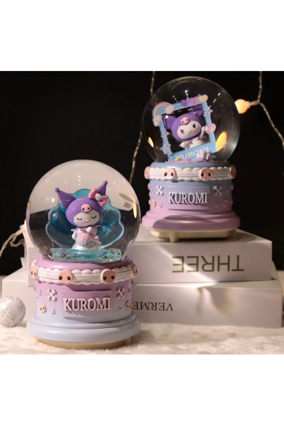 گوی برفی SNOW GLOBE سایز بزرگ KUROMI با نور موسیقی اسپری 16X12 از ترکیه Livava