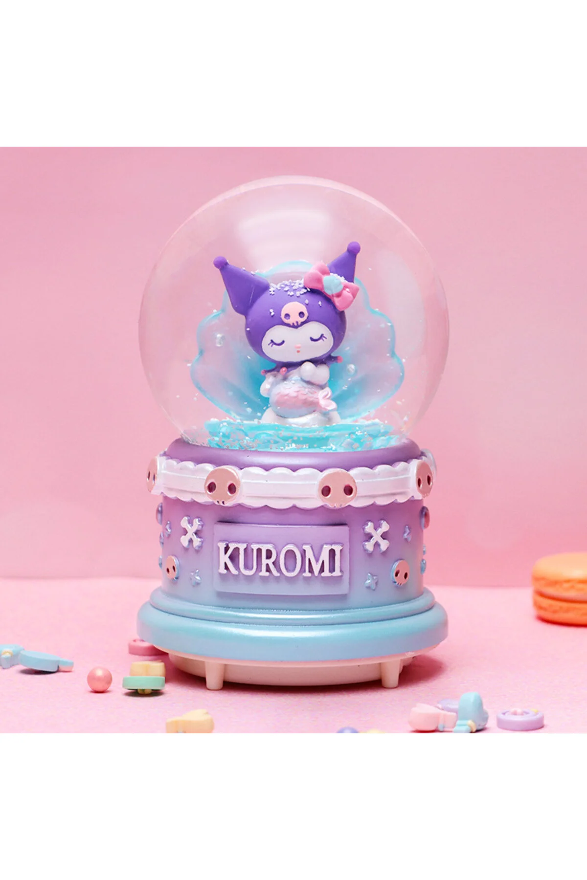 گوی برفی SNOW GLOBE سایز بزرگ KUROMI با نور موسیقی اسپری 16X12 از ترکیه Livava