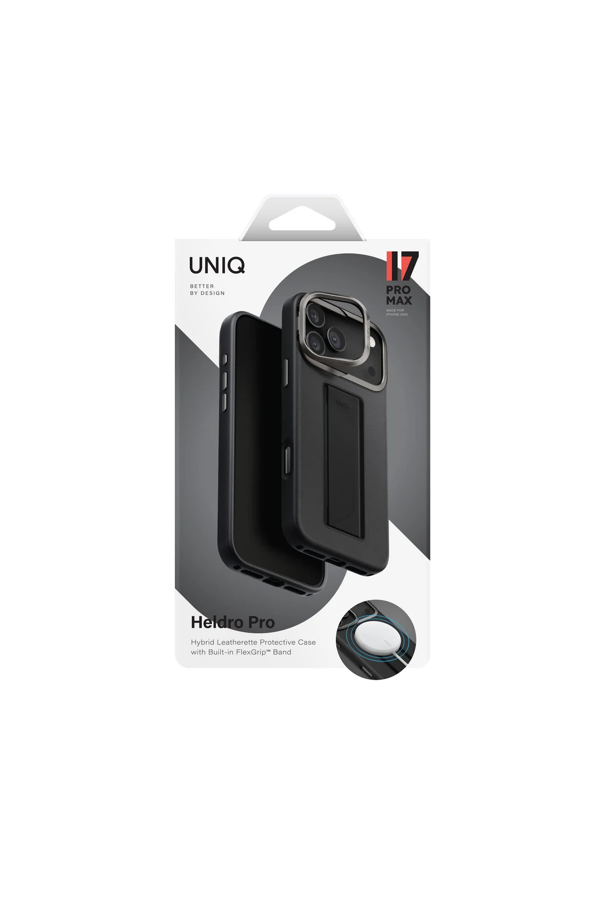 کاور و قاب چرمی وگان هلدرو آیفون 17 پرو مکس با نوار چسب آسان FLEXGRIP™ UNIQ Better By Design