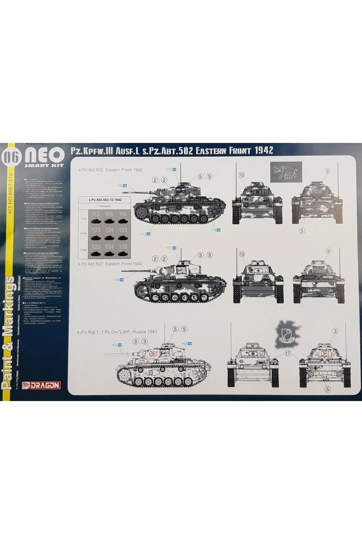 ماکت 6957 1 35 مقیاس PZ.KPFW.III AUSF..L 502. هنگ لنینگراد 1942 43 کیت مدل پلاستیکی Dragon