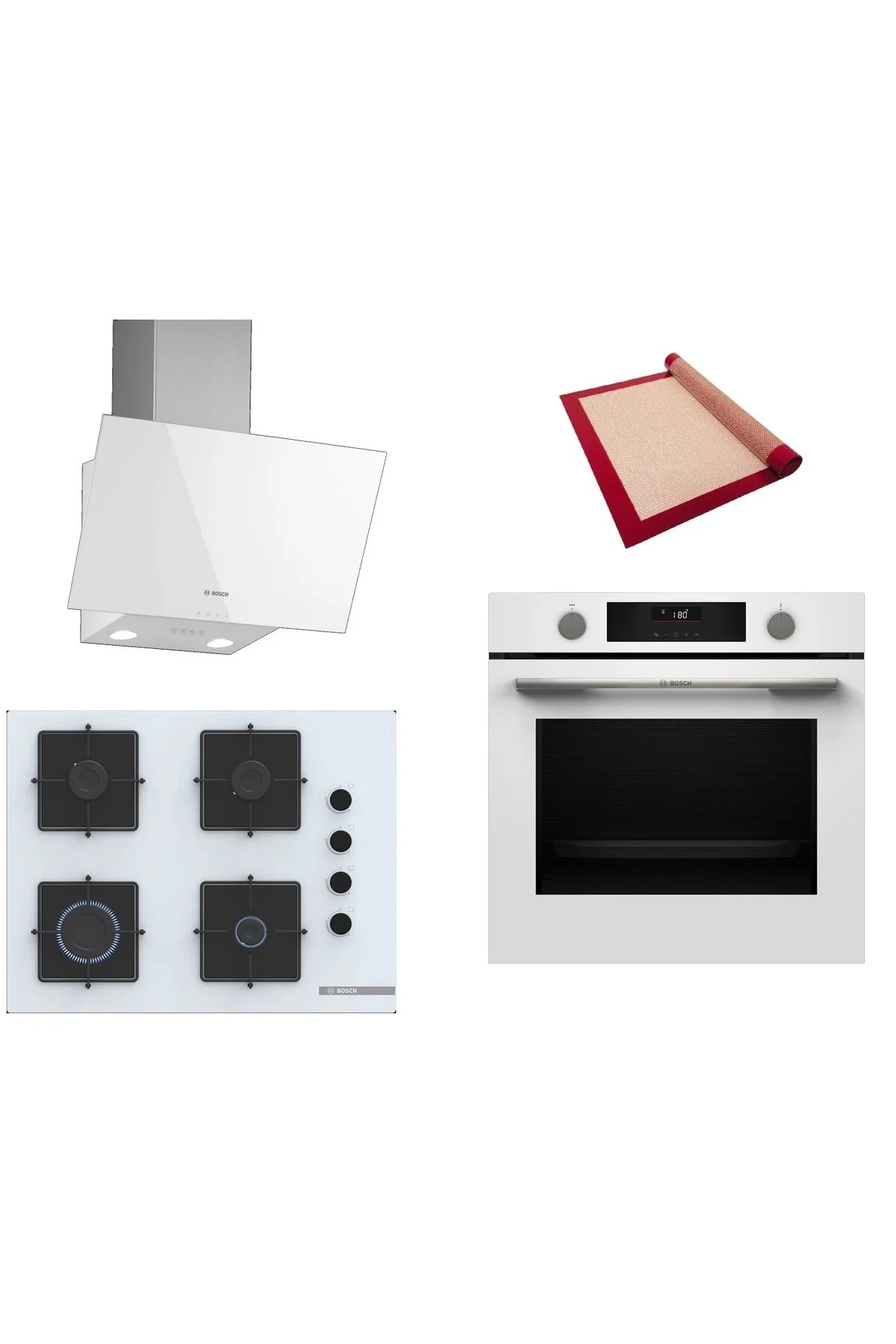 لوازم توکار ست 3 تکه سفید HUA736EV0T POP7C2P30O DWK63PJ20T به کمک بخار با تشک پخت بوش Bosch