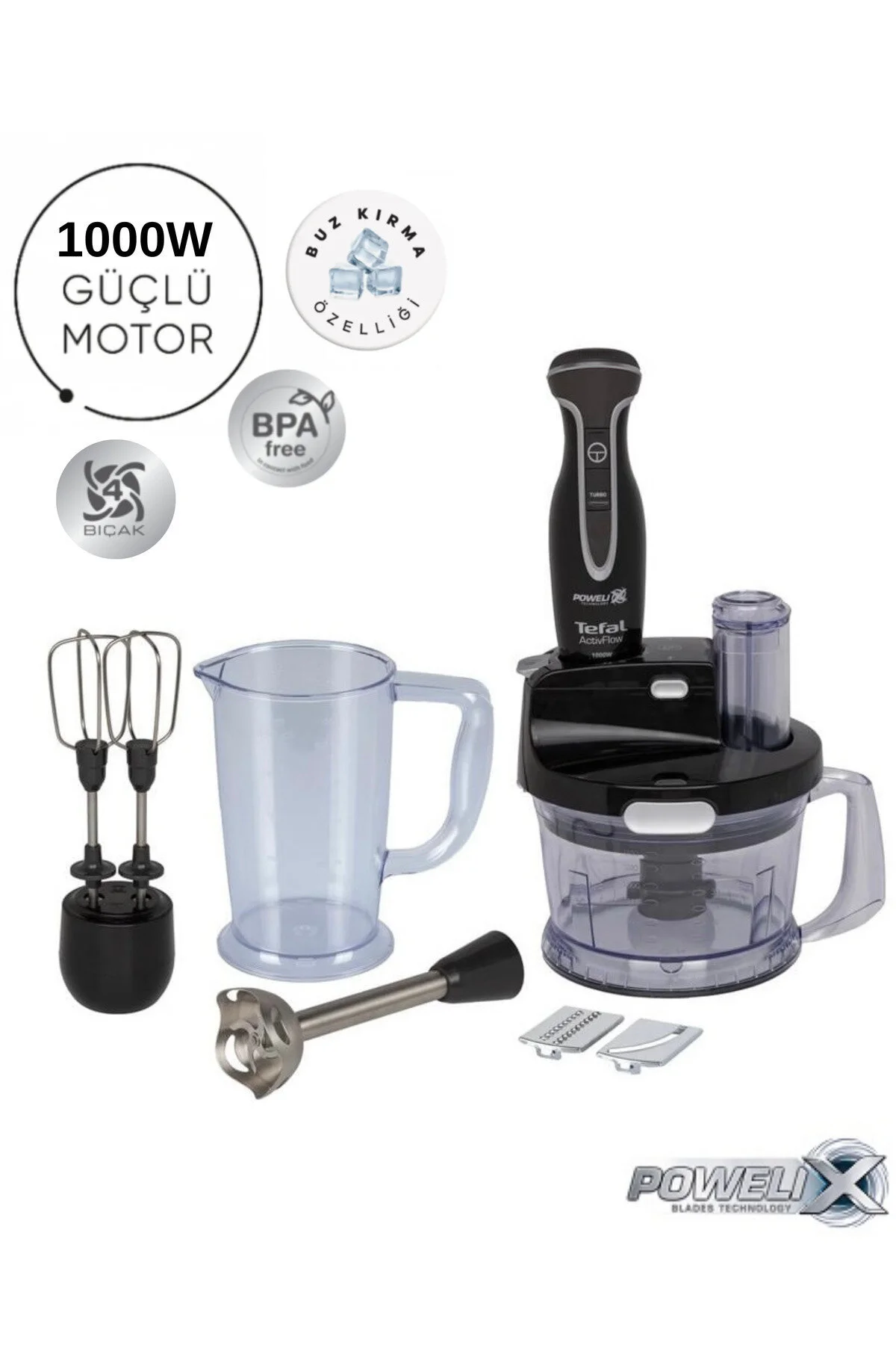 خردکن و غذا ساز مجموعه موتور بلندر قدرتمند POWELIX ACTIFLOW PRO W با عملکرد توربو یخ خرد کن تفال TEFAL