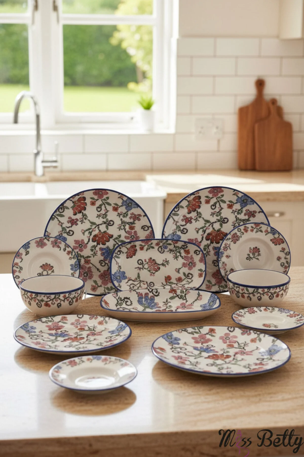 ست صبحانه سفید 22 قطعه Pirraye Team Porcelain New  Miss Betty