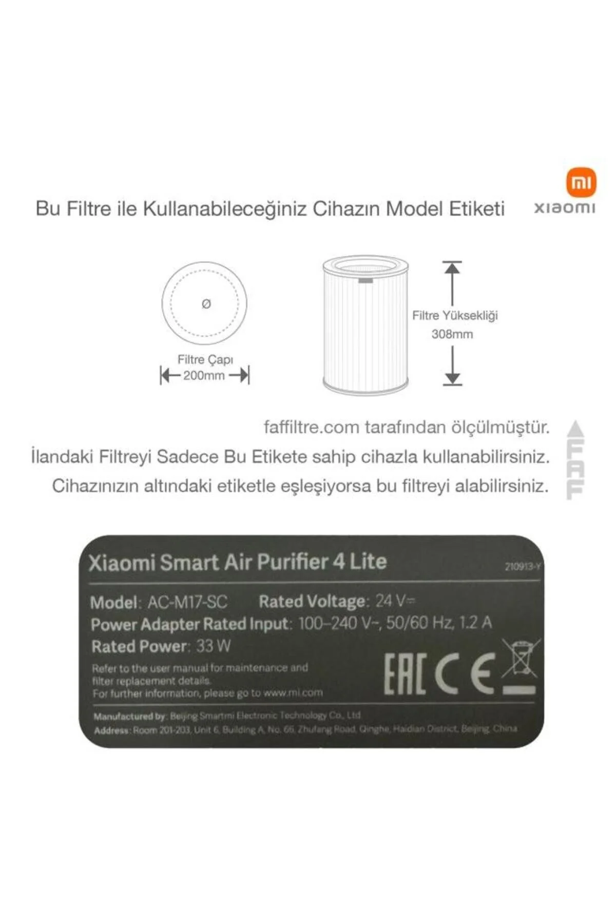 تصفیه کننده هوا فیلتر هپا MI SMART 4 LITE اورجینال Xiaomi