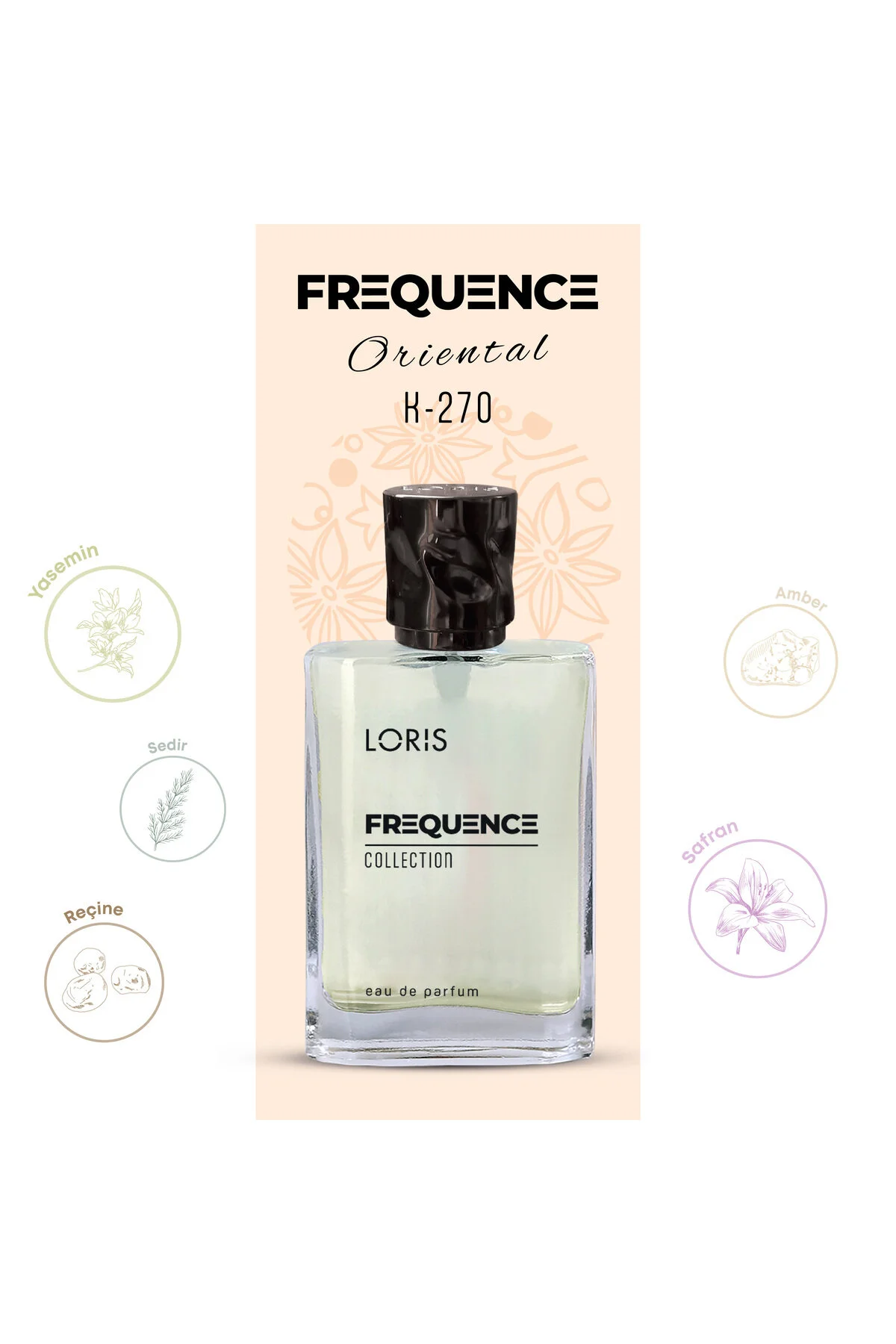 عطر زنانه K-270 فرکانس EDP 50 میلی‌لیتر – رایحه اورینتال و چای‌گونه با ماندگاری بالا Loris