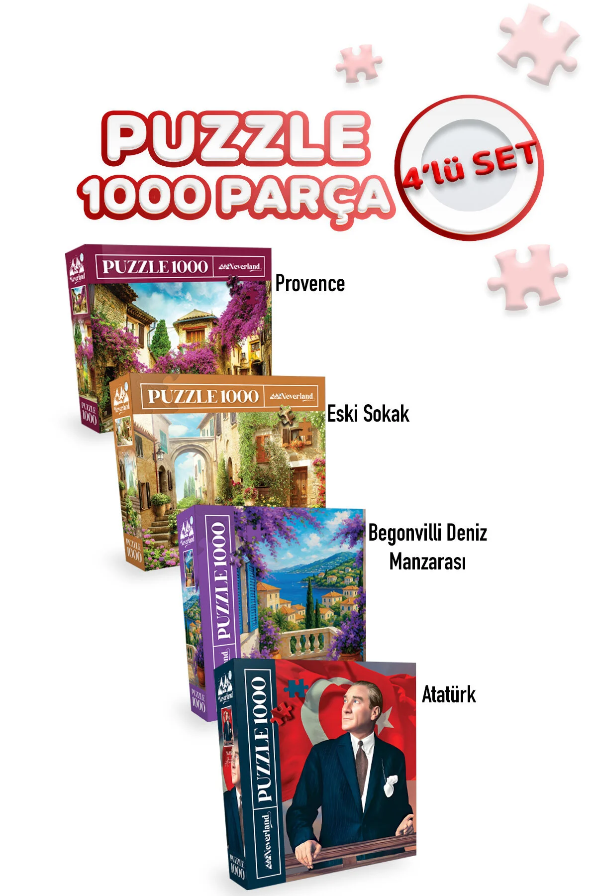 پازل 4 تکه 1000 خیابان پروونس و قدیمی منظره دریای بوگونویل آتاتورک Neverland