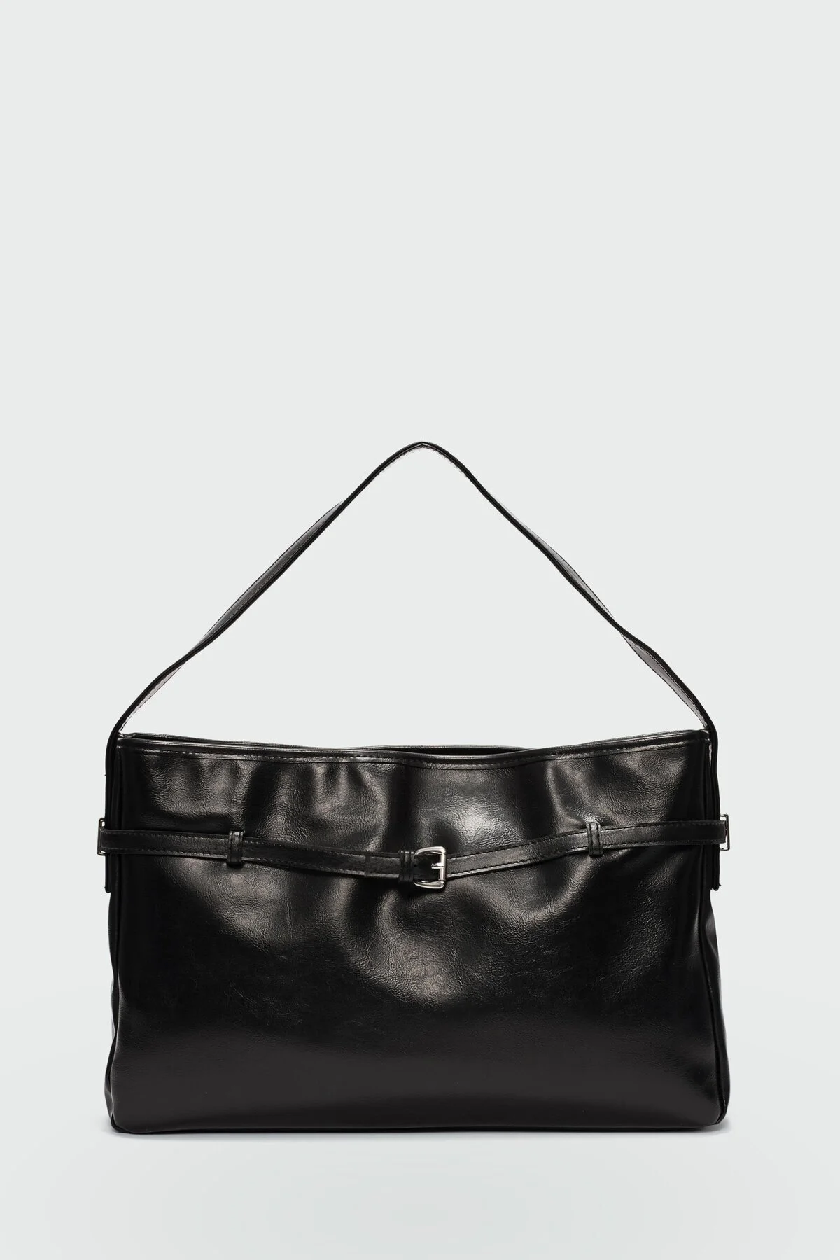 کیف شانه ای کیسه مشکی با جزئیات کمربند جولیو Shule Bags