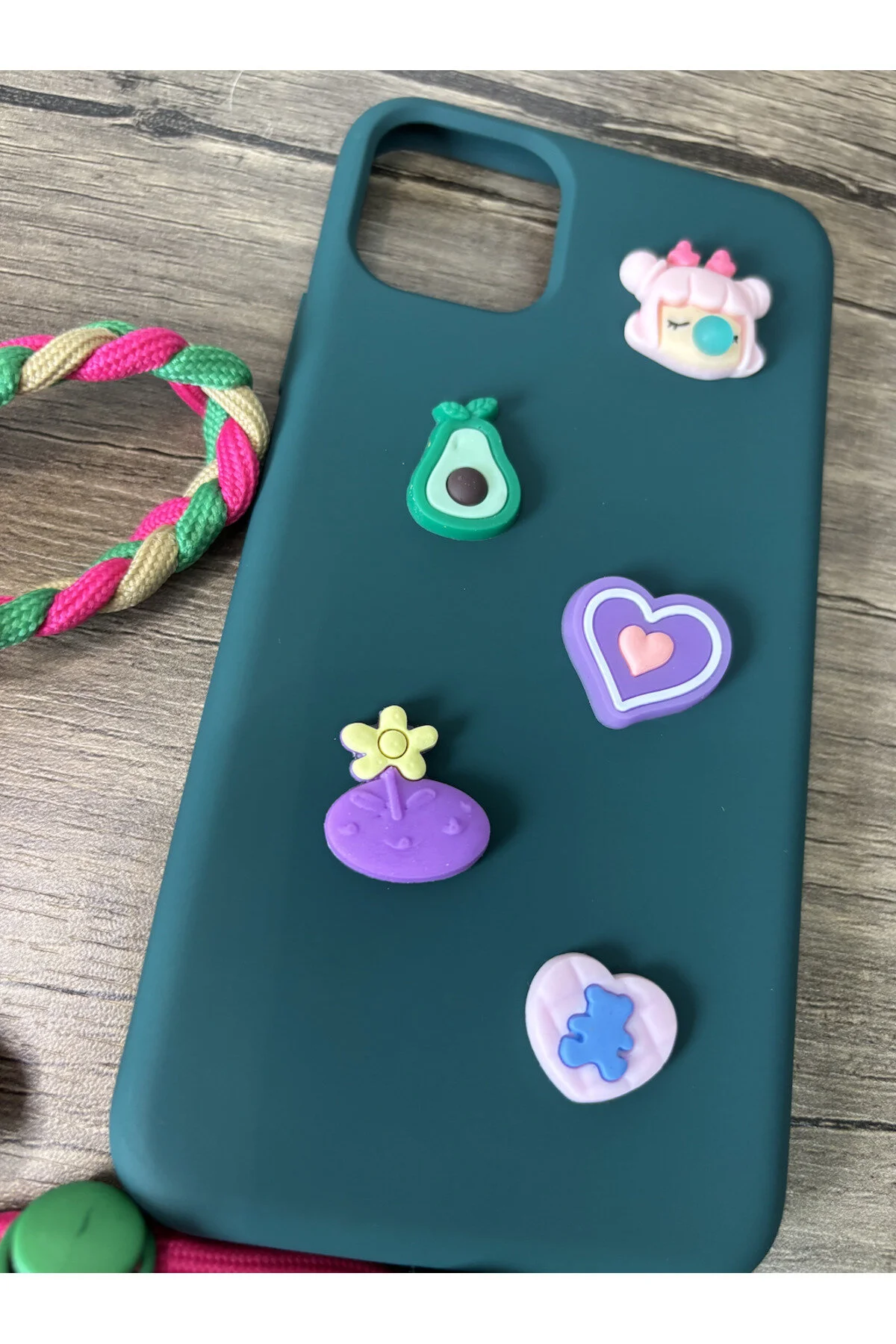 کاور و قاب ست گوشی سازگار MONSTER GREEN IPHONE 14 PRO با کیف بند تولدت مبارک MoonArtica