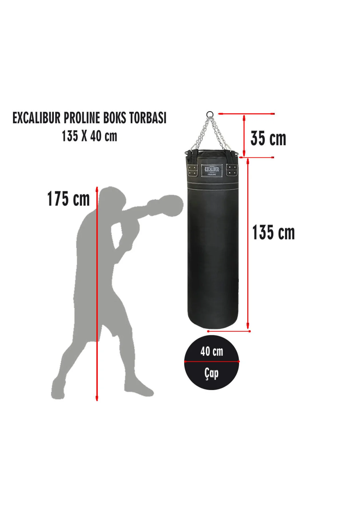 کیسه بوکس حلقه ای حرفه نوع سالن استیل پرولین 135 40 مشکی Excalibur