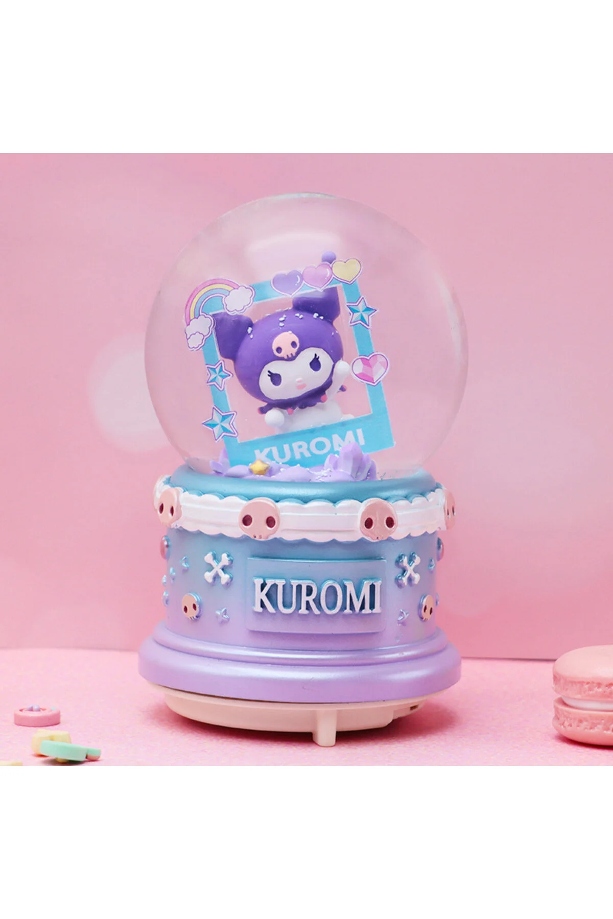 گوی برفی SNOW GLOBE سایز بزرگ KUROMI با نور موسیقی اسپری 16X12 از ترکیه Livava