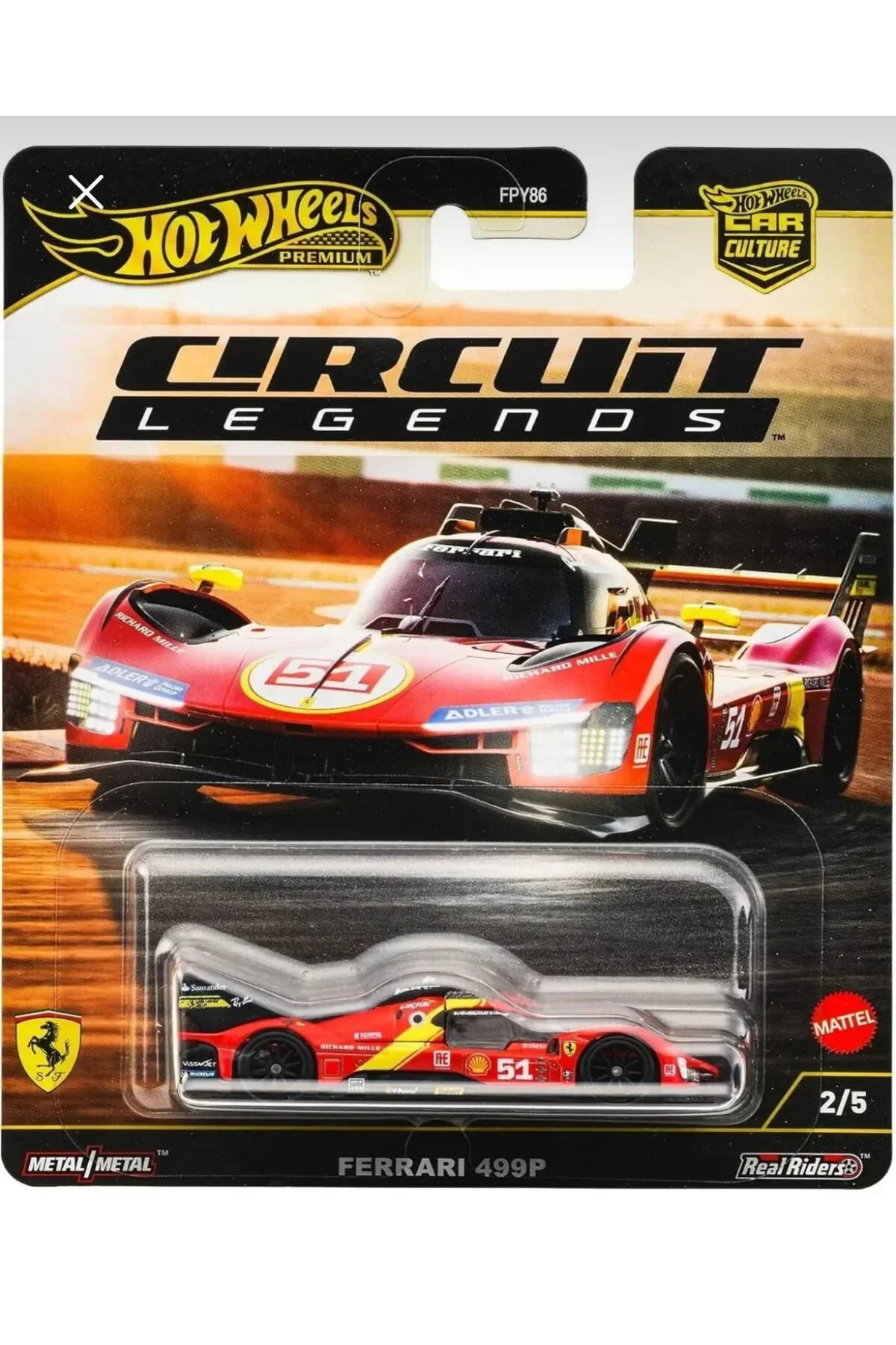 ماشین اسباب بازی PREMIUM CAR CULTURE CIRCUIT LEGENDS FERRARI 499P METAL DIECAST از ترکیه HOT WHEELS