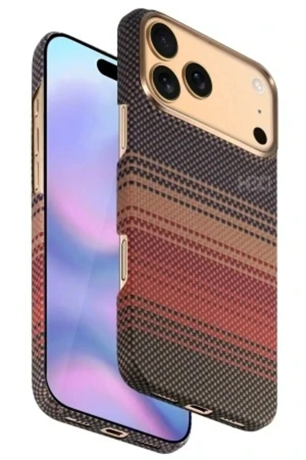 کاور و قاب APPLE IPHONE 17 PRO CASE ARAMID FIBER RUAHA KEVLAR MAGSAFE COVER رنگ های نارنجی آبی دریایی Lopard