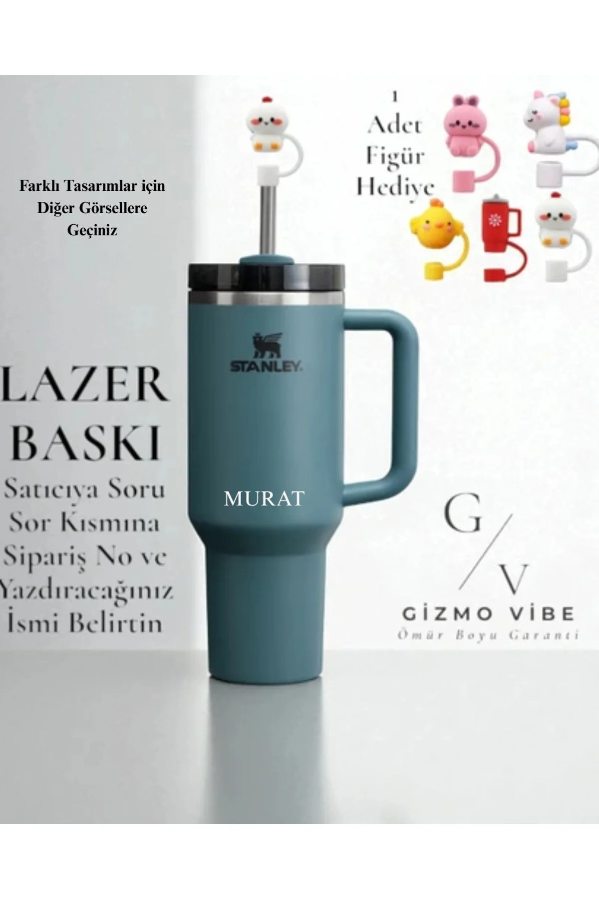 فلاسک قمقمه خاموش کننده قابل تنظیم با نی 1.18 لیتری بنزینی آبی نام طرح سفارشی استنلی Stanley