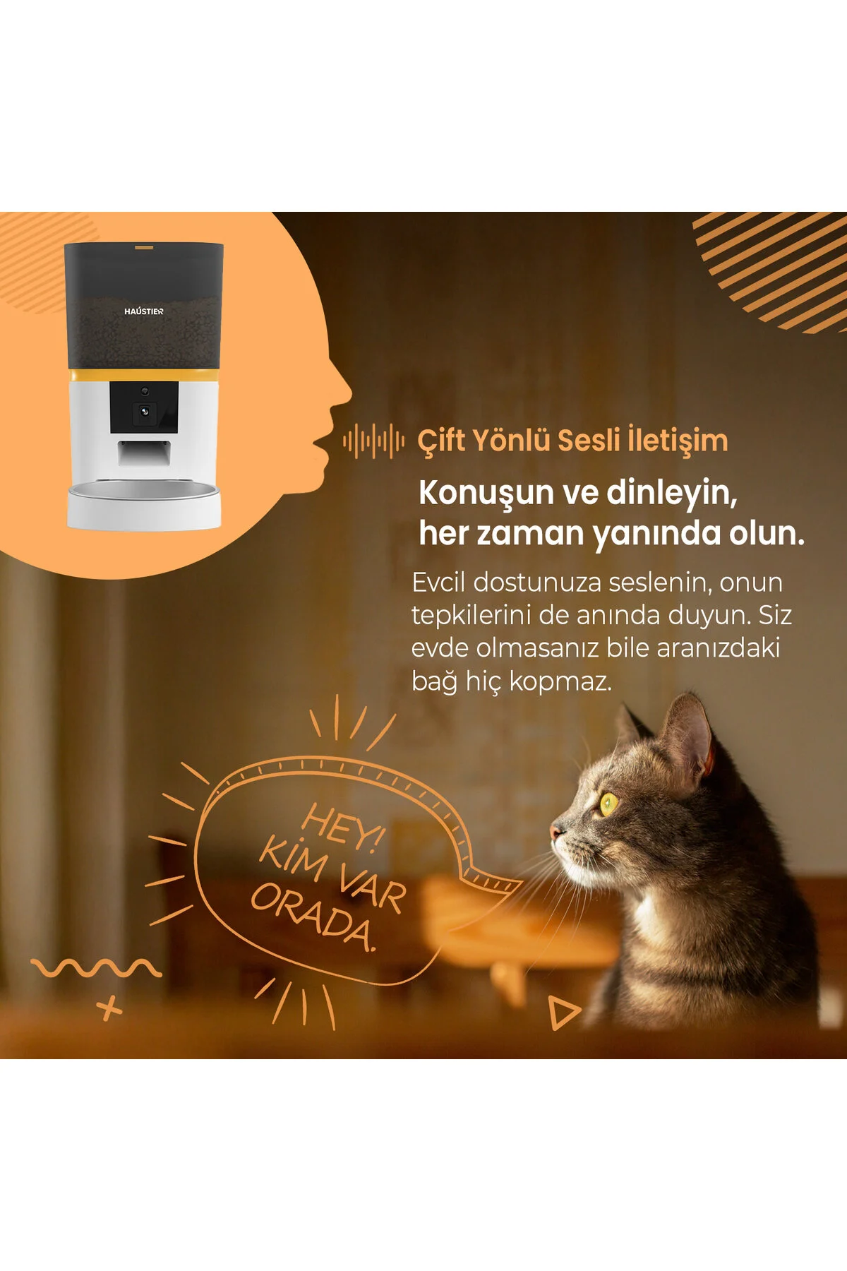 ظرف آب و غذای گربه سگ سفید وغذای Qq005 Cat Dog Container Automatic کنترل از راه دور تماس صوتی دوربین کاسه فلزی  Haustier