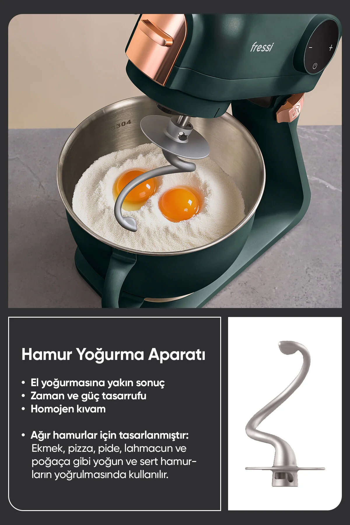 میکسر و ست دستگاه خمیر پایه چدنی سرآشپز آشپزخانه FR SM2503 ALLEGRO اورجینال Fressi