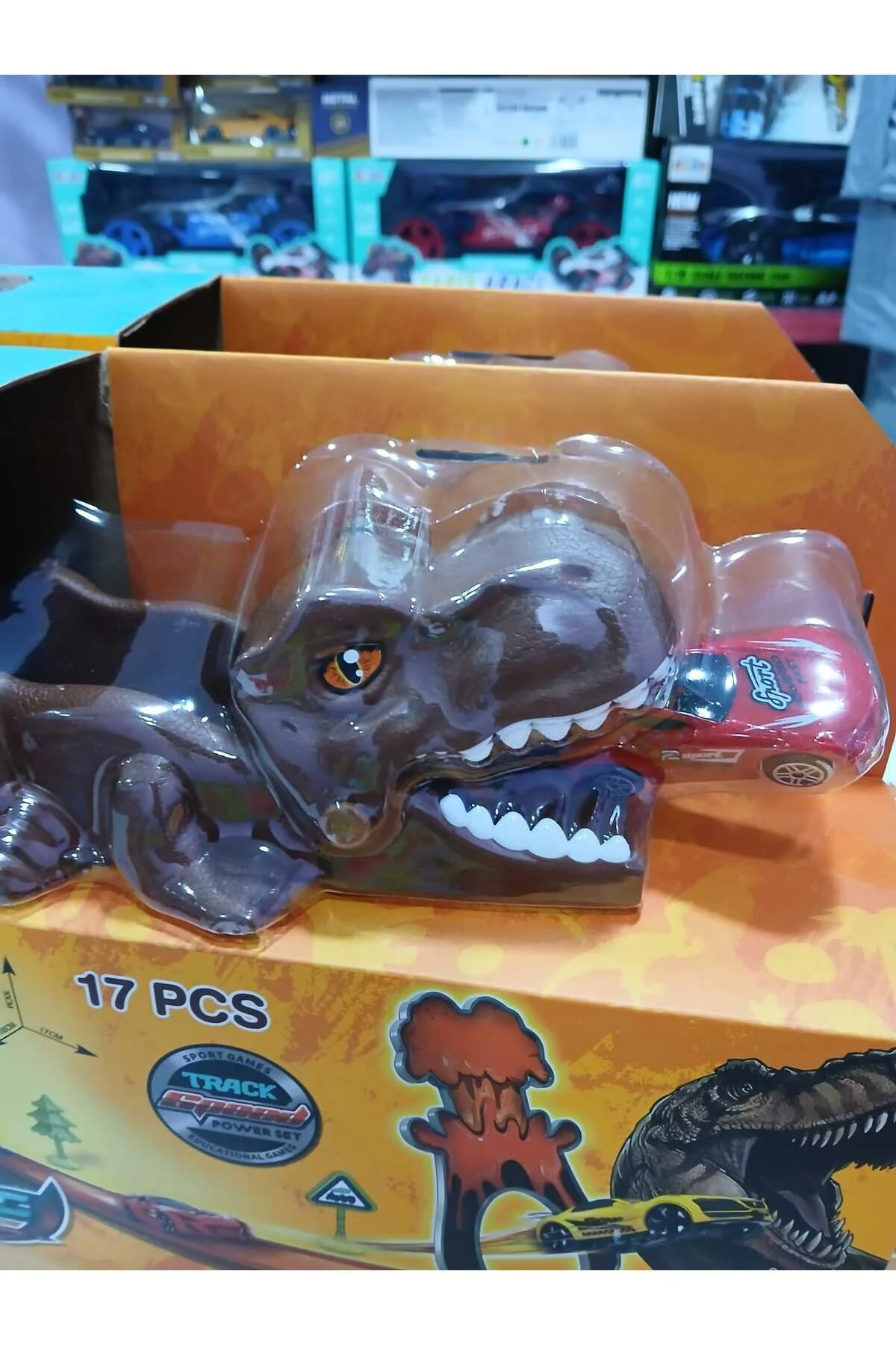 ماشین اسباب بازی مجموعه 17 تکه پرتاب رمپ دایناسور Boratila Toys