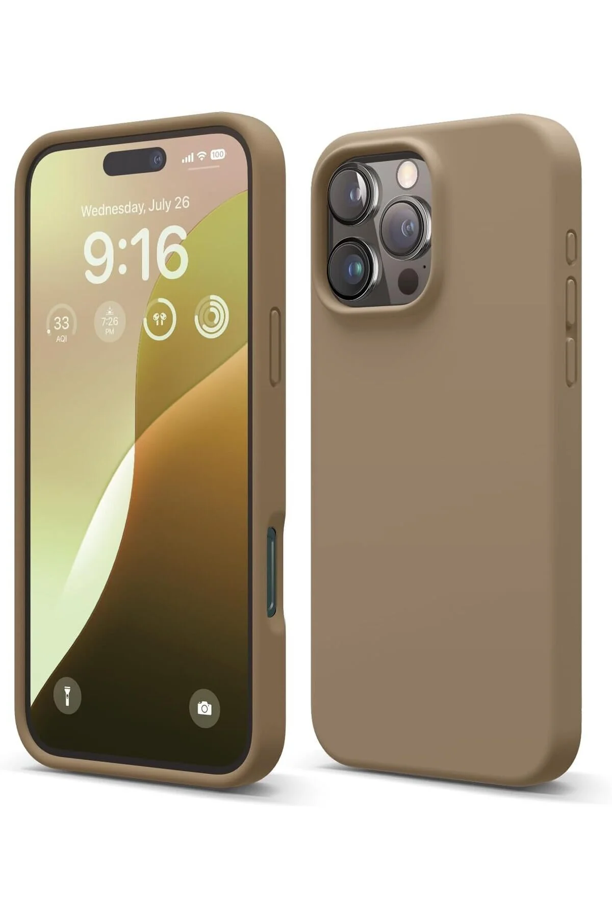 کاور و قاب APPLE IPHONE 16 PRO MAX INSIDE CASE VELVET CAMERA RAISED LAUNCH SILICONE COVER BROWN HyperAge