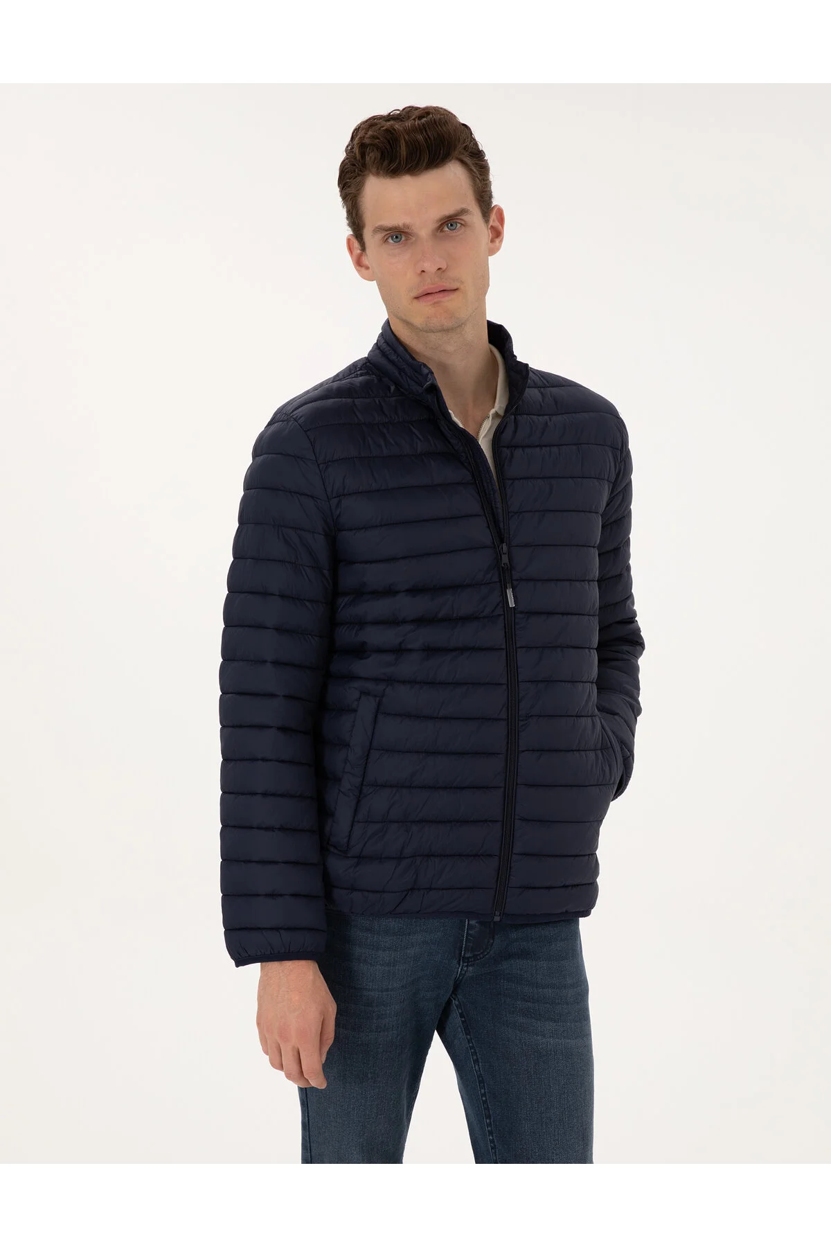 کاپشن مانتو پایه لحاف آبی سرمه ای 50313921 VR033 Pierre Cardin