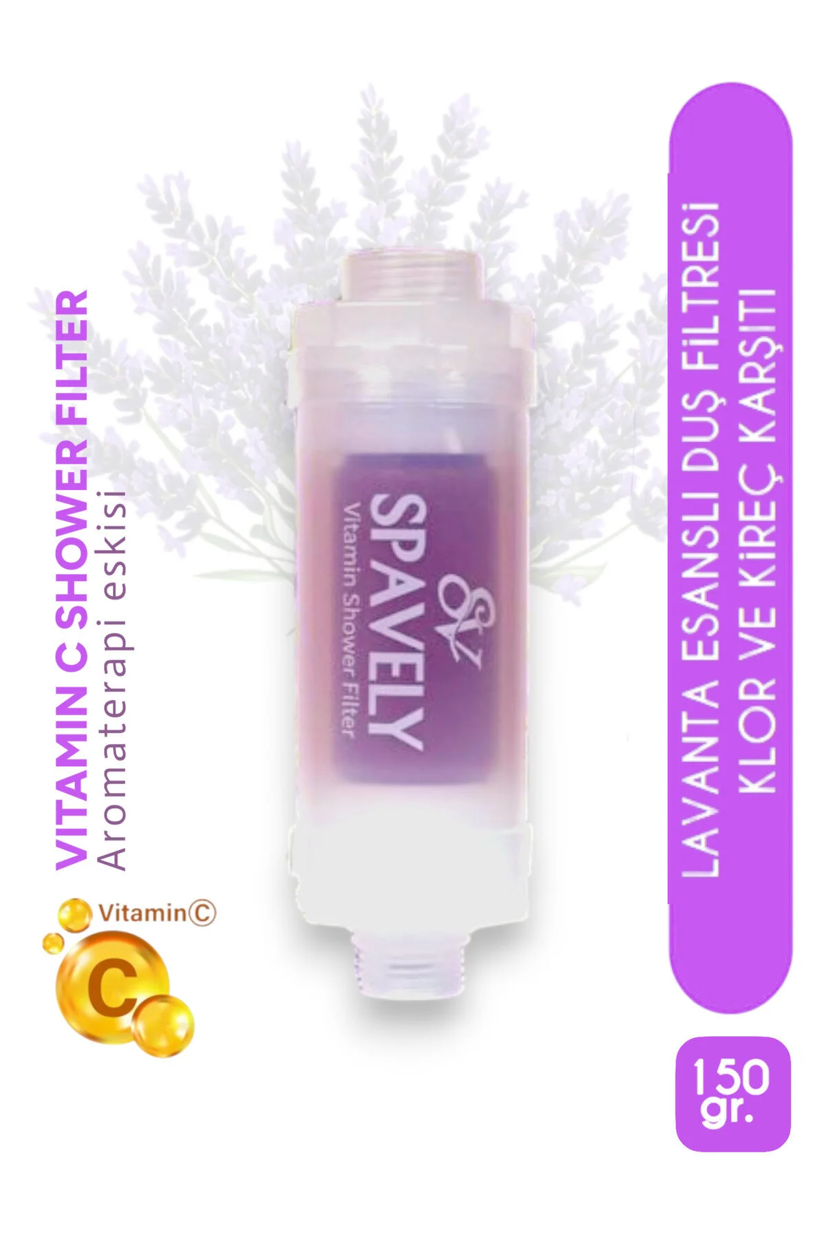 لوازم جانبی تصفیه کننده آب فیلتر دوش SPAVELY اسانس اسطوخودوس ضد کلر و آهک معطر ویتامین C 150 گرم Filo