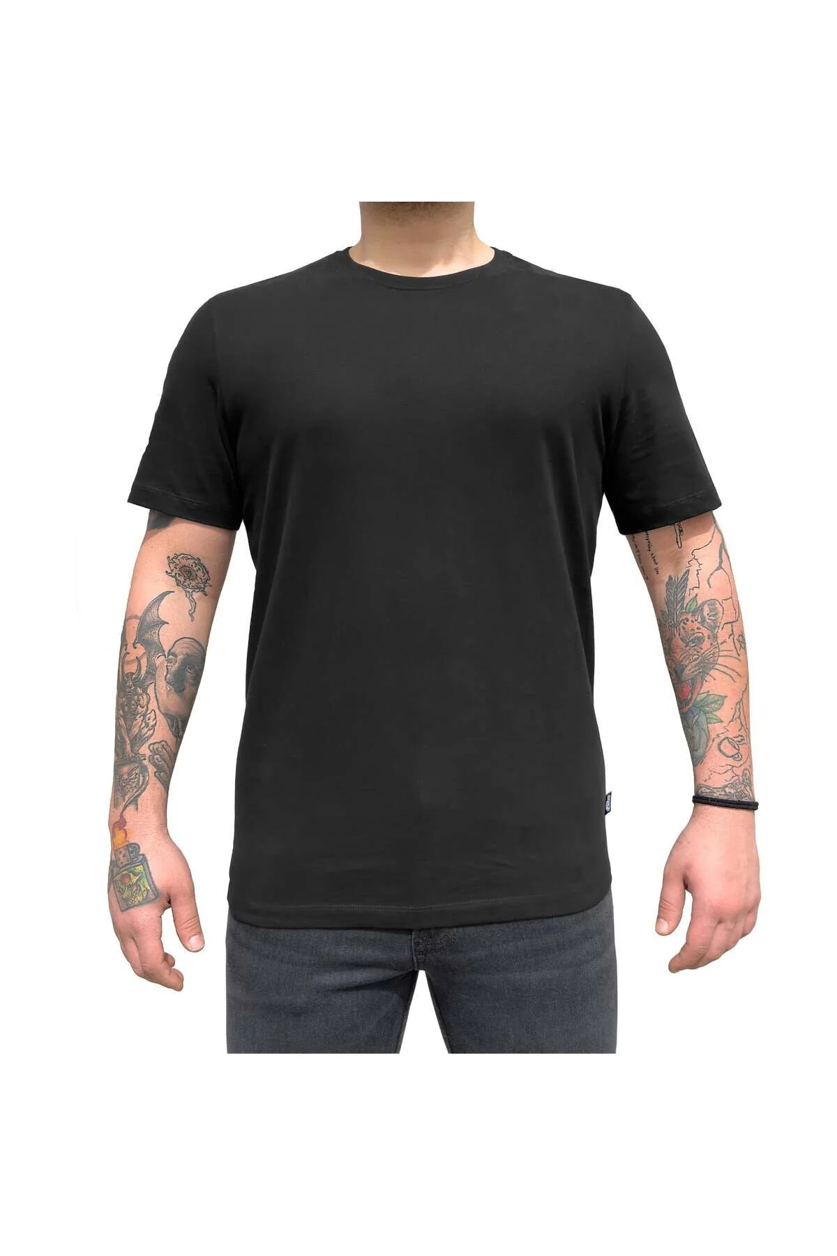 تی شرت مردانه مشکی آستین کوتاه نخی نرم EVERYWAY The Biker Jeans