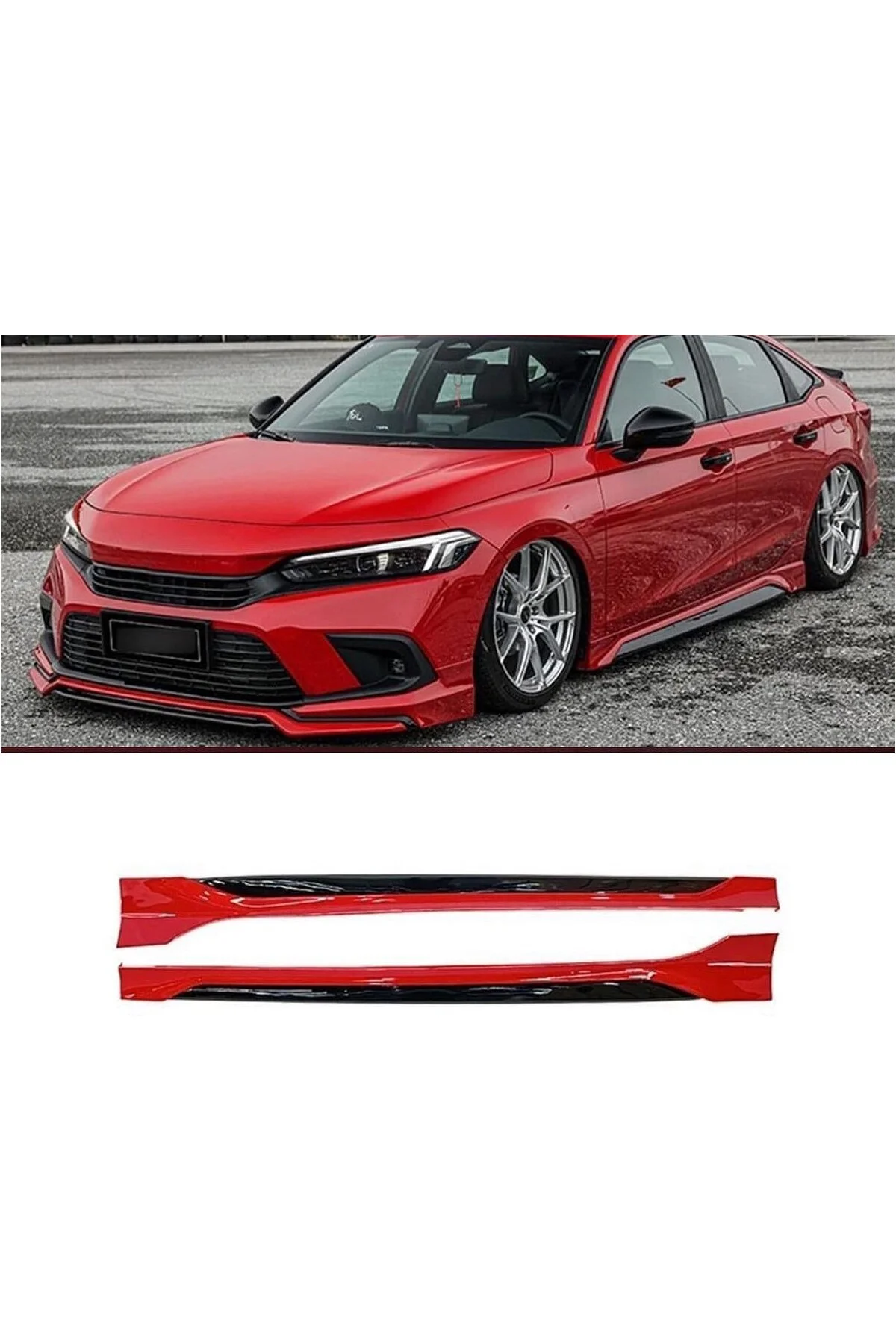 مرزبندی کناری HONDA CIVIC FE SIDE SET PLASTIC 2 PIECES MATTE BLACK 2022 2023 2024 2025 AkmTuning