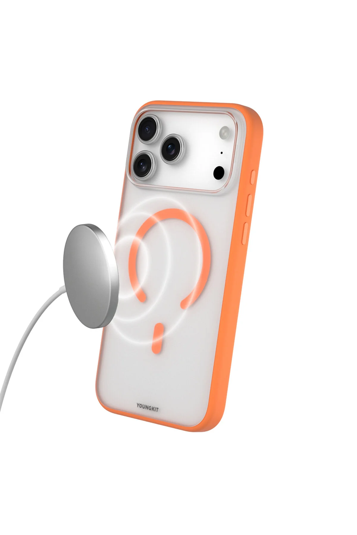 کاور و قاب سری CLEAR CASE سازگار با آیفون 17 پرو ویژگی شارژ M SAFE نارنجی Youngkit