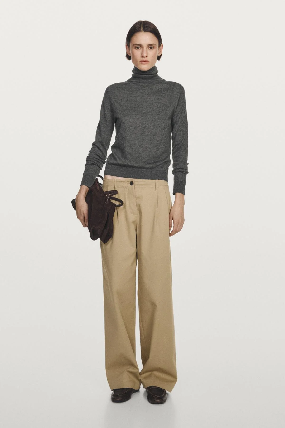پلیور ژاکت بافتنی یقه بلند ترکیبی پشمی ماسیمو دوتی Massimo Dutti
