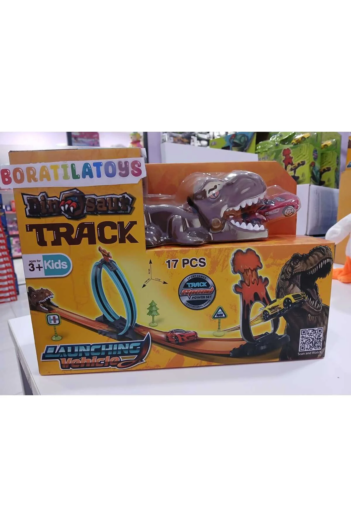 ماشین اسباب بازی مجموعه 17 تکه پرتاب رمپ دایناسور Boratila Toys