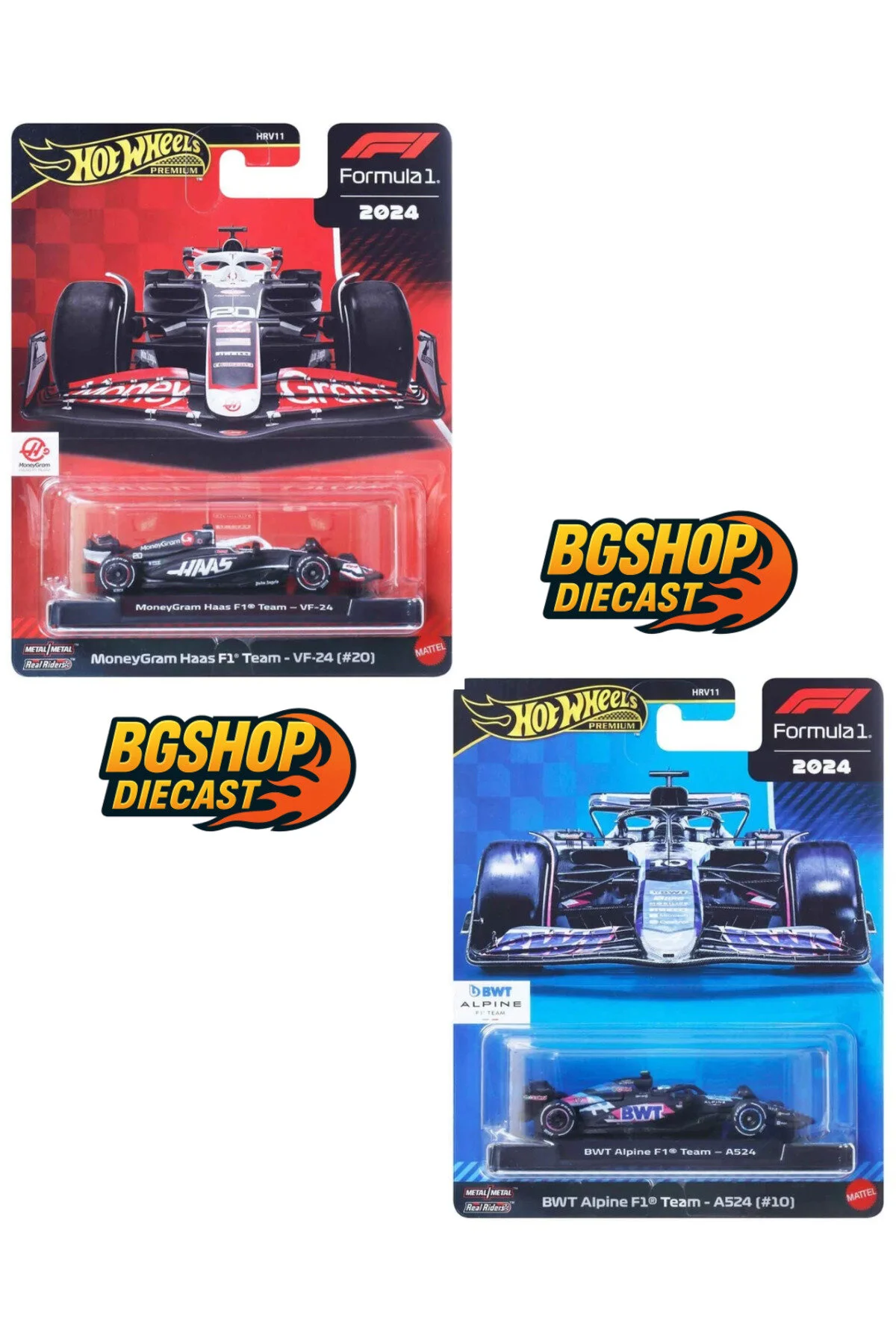 ماشین اسباب بازی PREMIUM FORMULA 1 BWT ALPINE F1 TEAM – A524 10 MONEYGRAM HAAS VF 24 20 از ترکیه HOT WHEELS