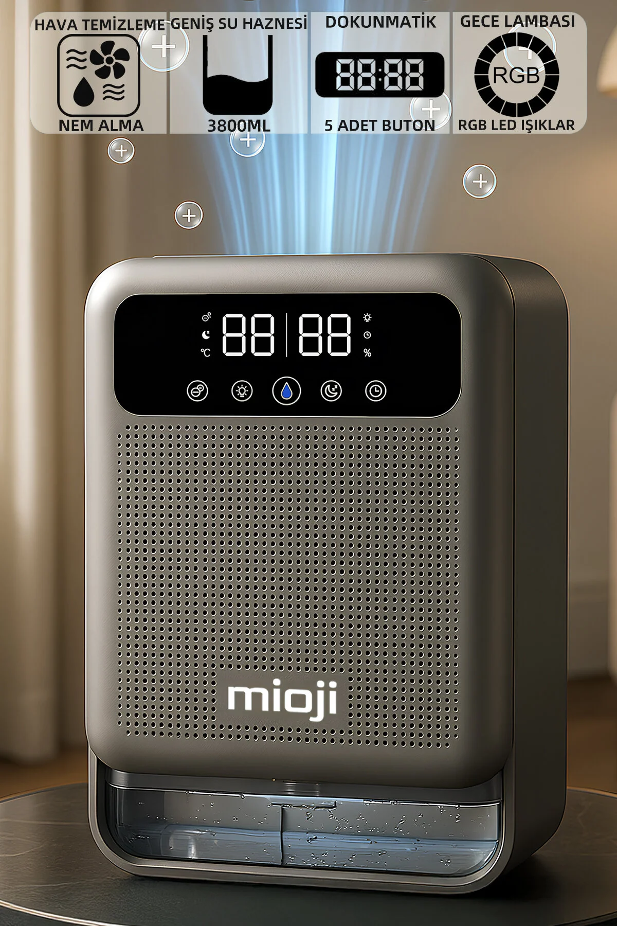 تصفیه کننده هوا دستگاه هوای یونی حذف رطوبت و MIO 30NEC PRO 3.8 لیتری با نشانگر دوگانه نقره ای اورجینال Mioji