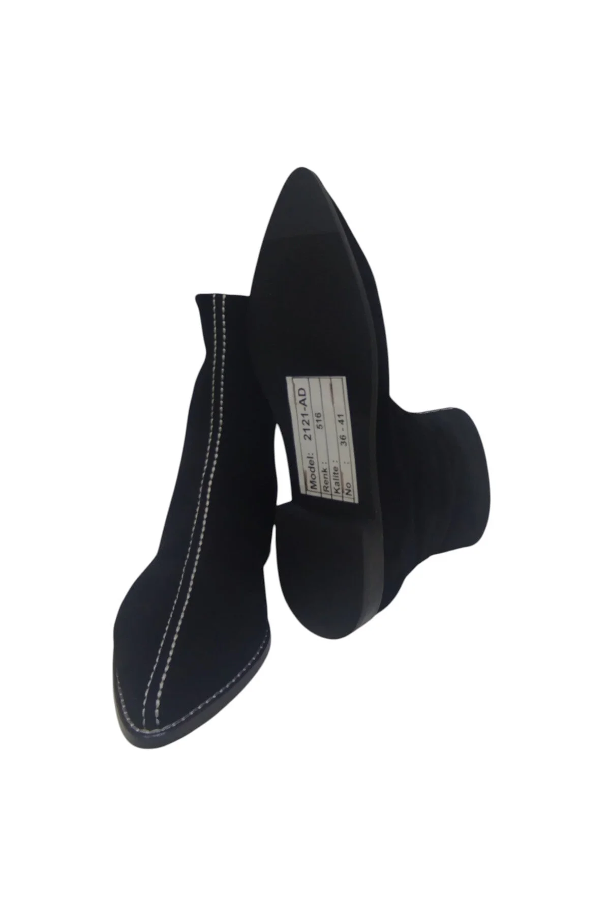 چکمه و بوت کفش زنانه جیر مشکی چرم اصل با زیپ جلو نوک تیز زیره صاف دوخت DRY AD DRY SHOES