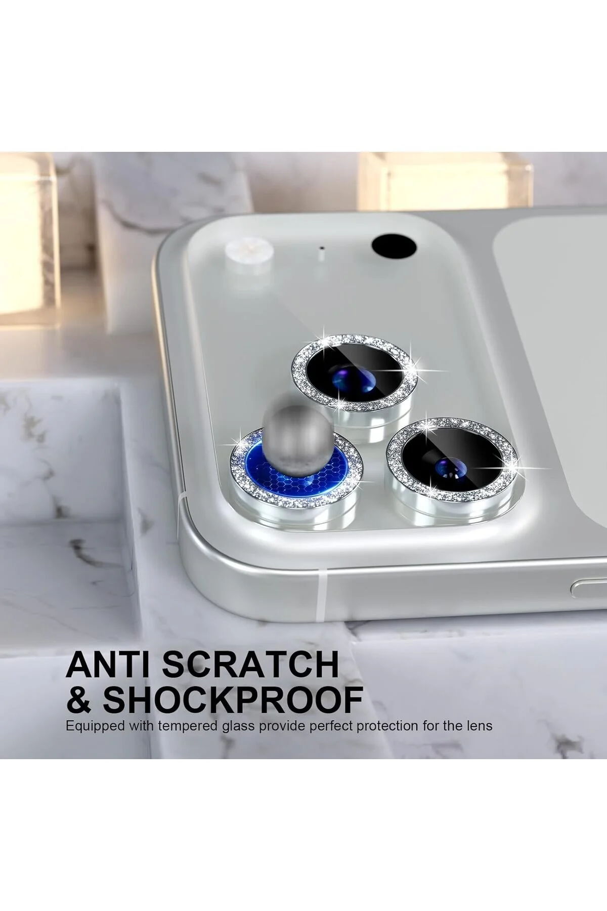 محافظ لنز دوربین یاقوت کبود سازگار با IPHONE 17 PRO MAX DIAMOND STONE SAPPHIRE ضد خش آب کیپ‌جی‌اس‌ام Kipgsm