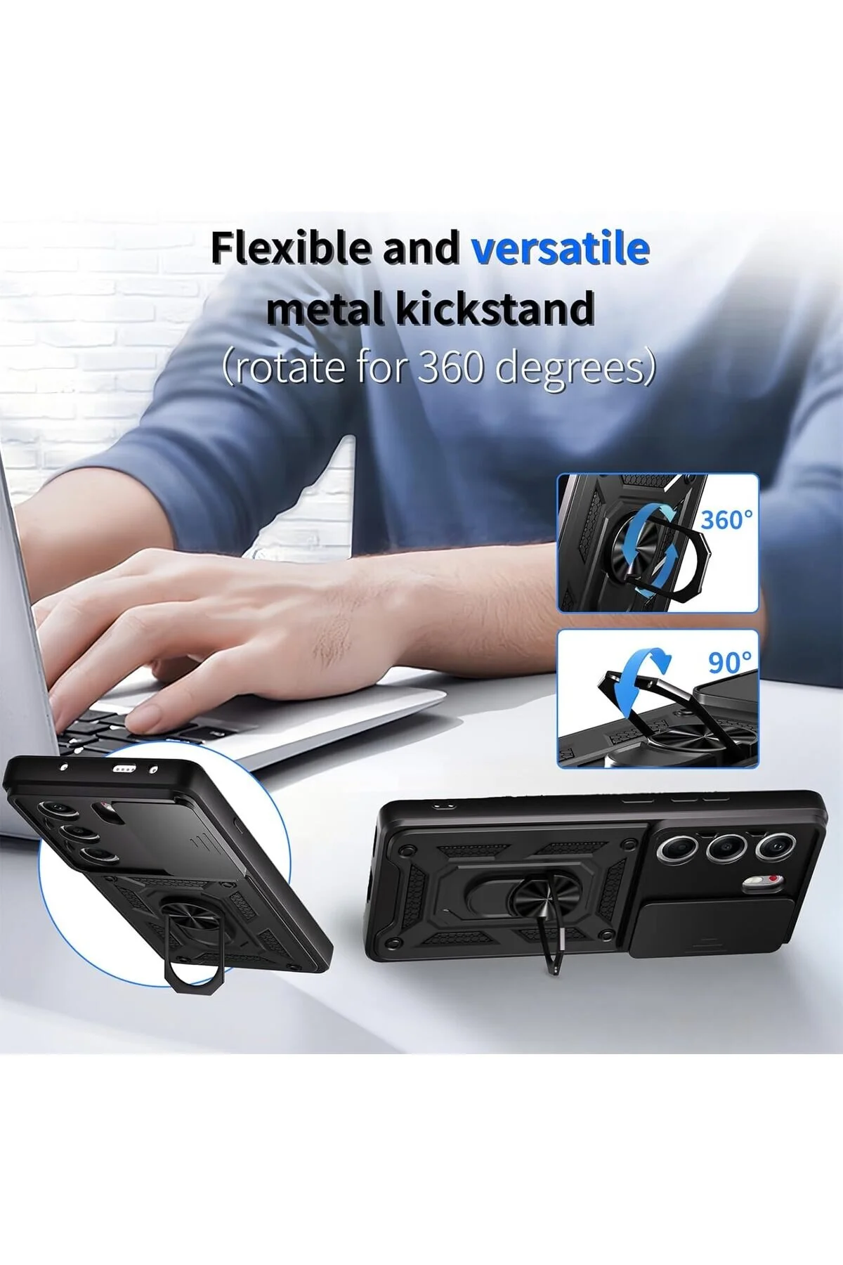کاور و قاب محافظ TECNO CAMON 40 4G با روکش مقاوم ضربه‌گیر پایه حلقه کشویی کیپ‌جی‌اس‌ام Kipgsm