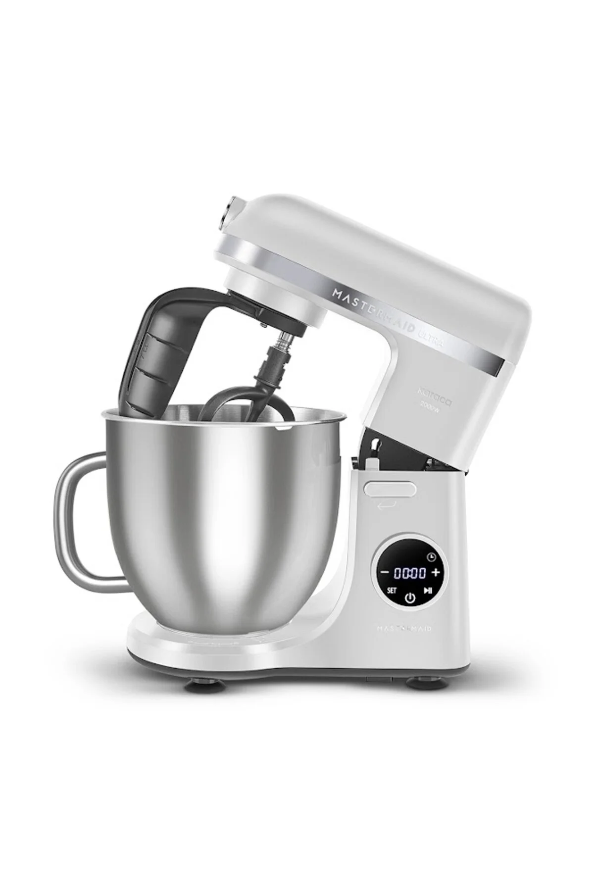 میکسر و ست دستگاه خمیر MASTERMAID CHEF ULTRA D2000W با صفحه نمایش دیجیتال مات سفید 7 لیتری اورجینال Karaca