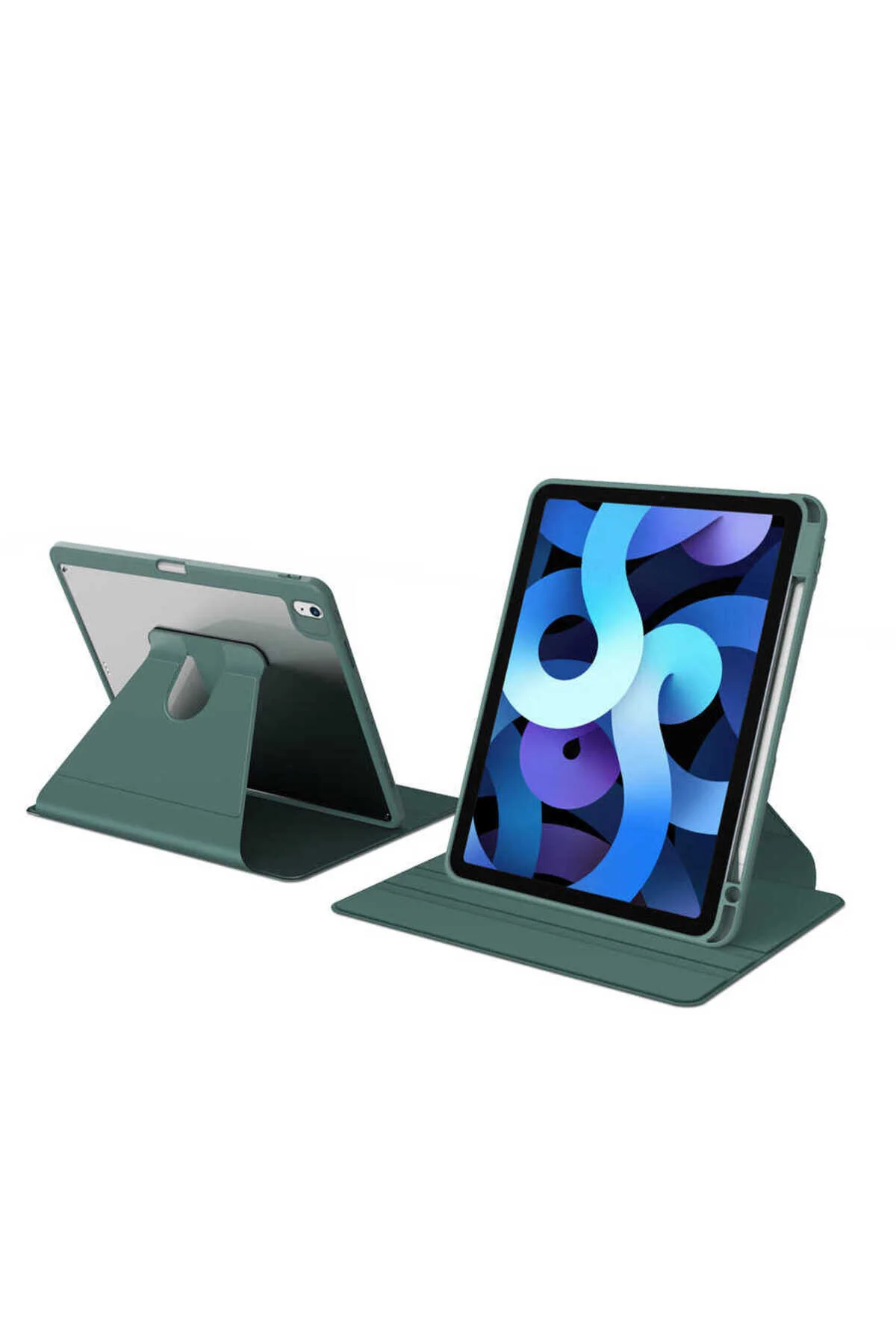 کاور تبلت قاب سیلیکونی پلاستیکی سازگار APPLE IPAD AIR 10.9 نسل چهارم با پایه قابل چرخش سبز تیره Mobicas