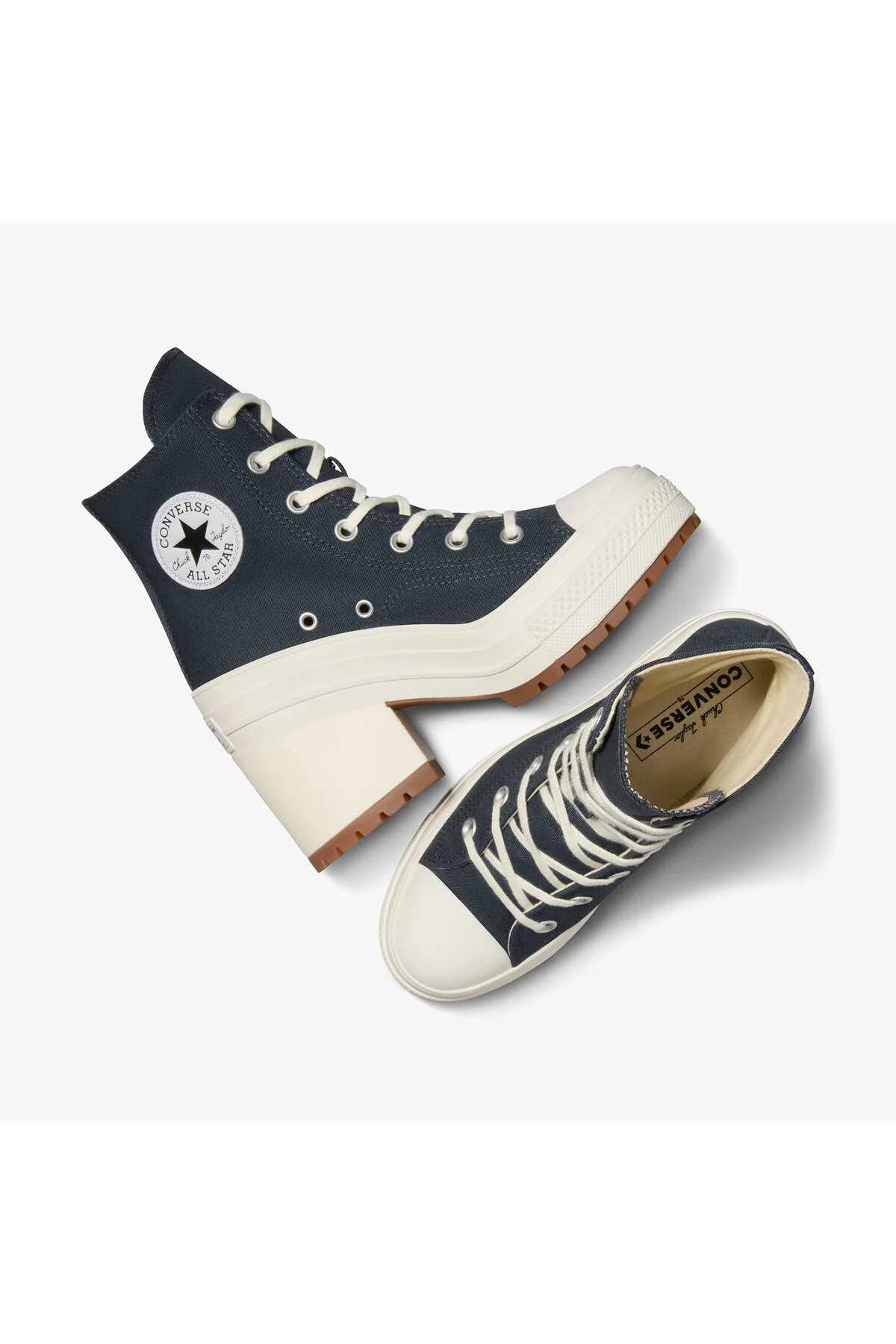 اسنیکر کفش راحتی زنانه CHUCK 70 DE LUXE HEEL مشکی کانورس Converse