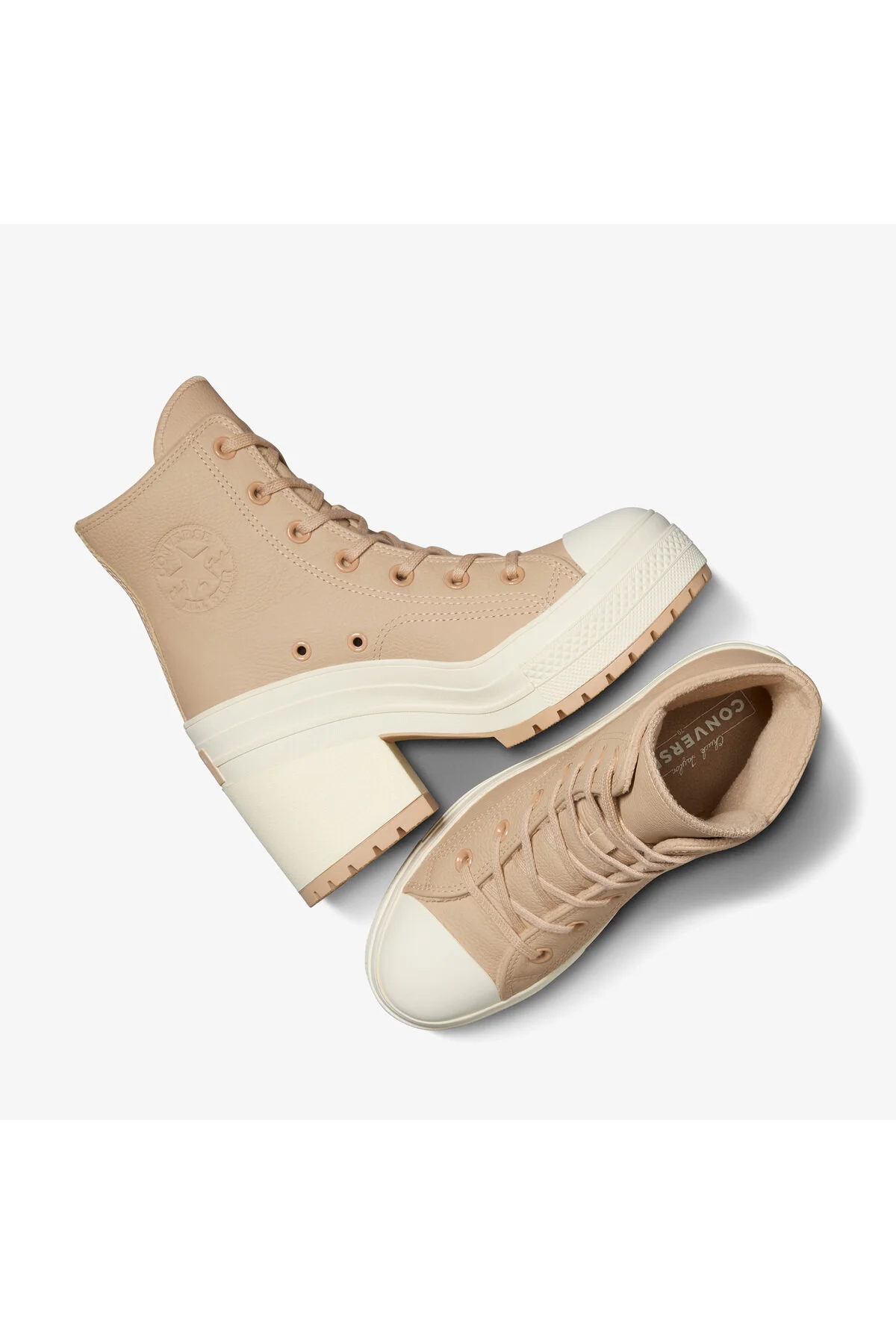 اسنیکر کفش کتانی پلت فرم چرم قهوه ای یونیسکس پاشنه 70 دی لوکس کانورس Converse