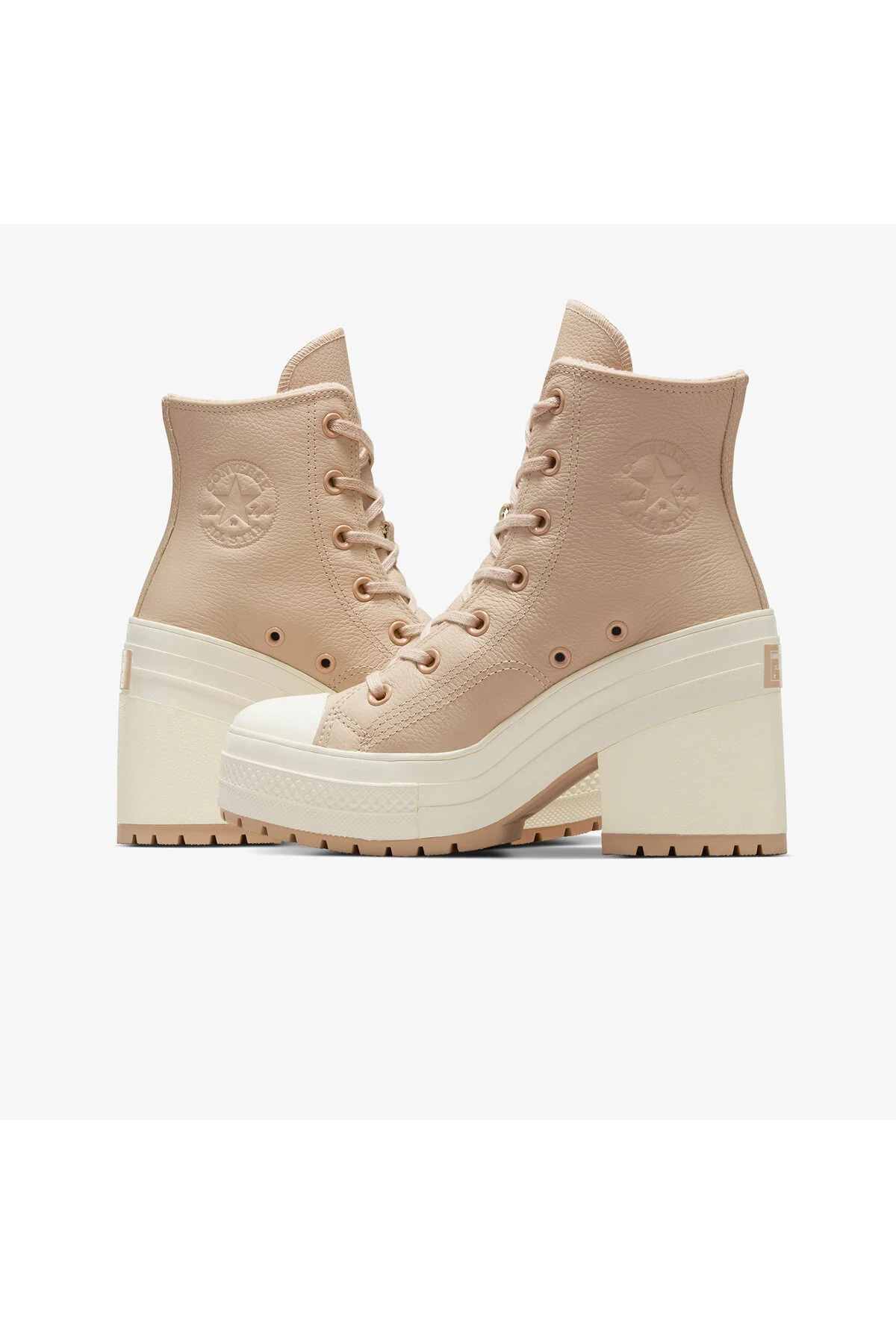 اسنیکر کفش کتانی پلت فرم چرم قهوه ای یونیسکس پاشنه 70 دی لوکس کانورس Converse