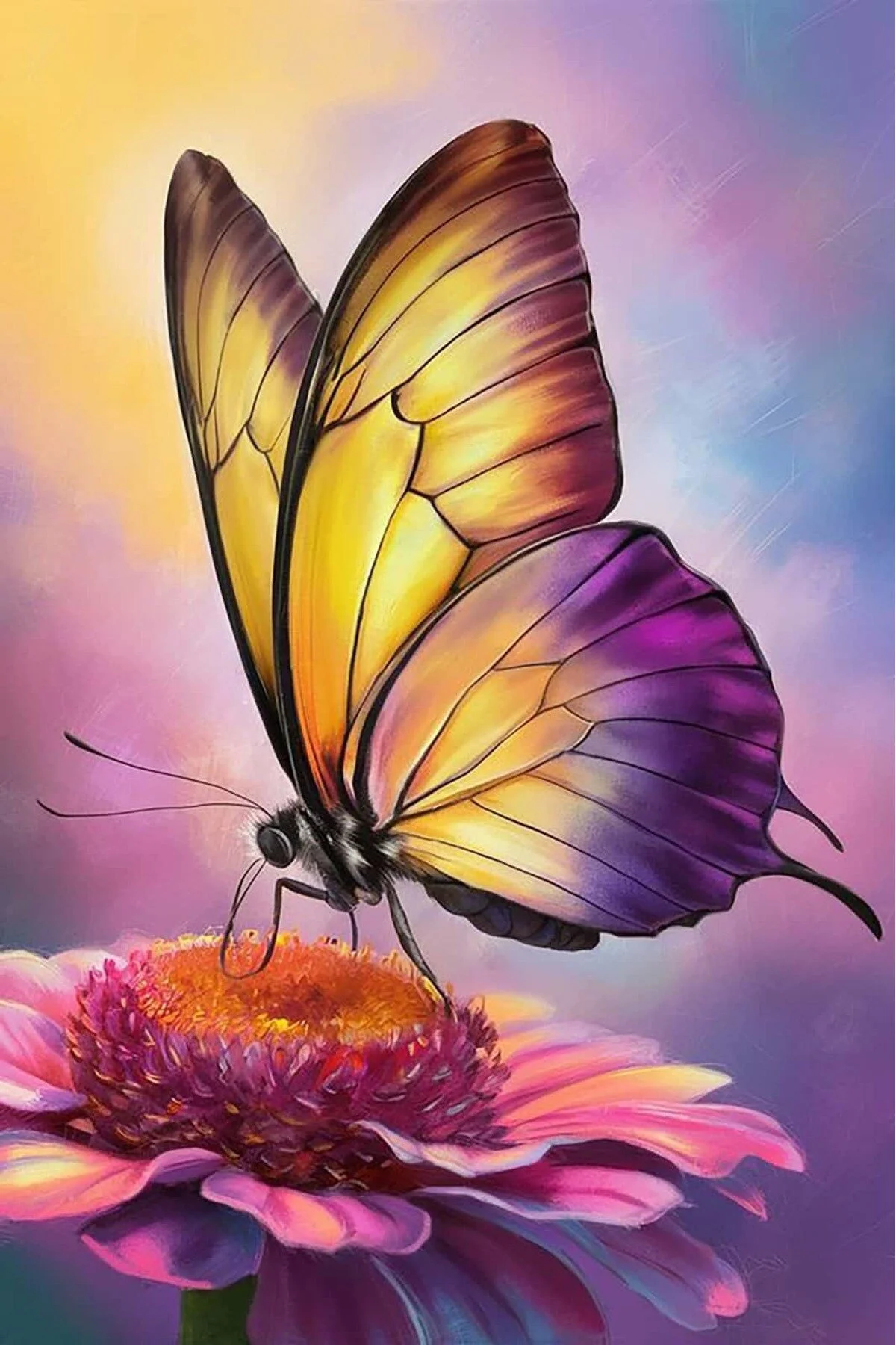 پازل نقاشی موزاییک الماس پروانه رنگارنگ 40X60CM T043 DIALANDS از ترکیه Dialands Mozaik