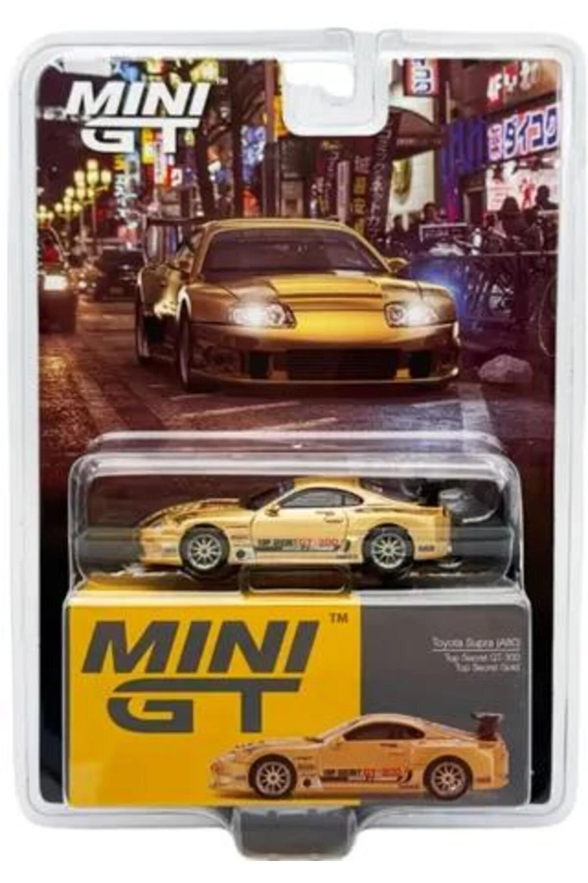 ماشین اسباب بازی TOYOTA SUPRA A80 TOP SECRET GT 300 GOLD 961 BL mini gt
