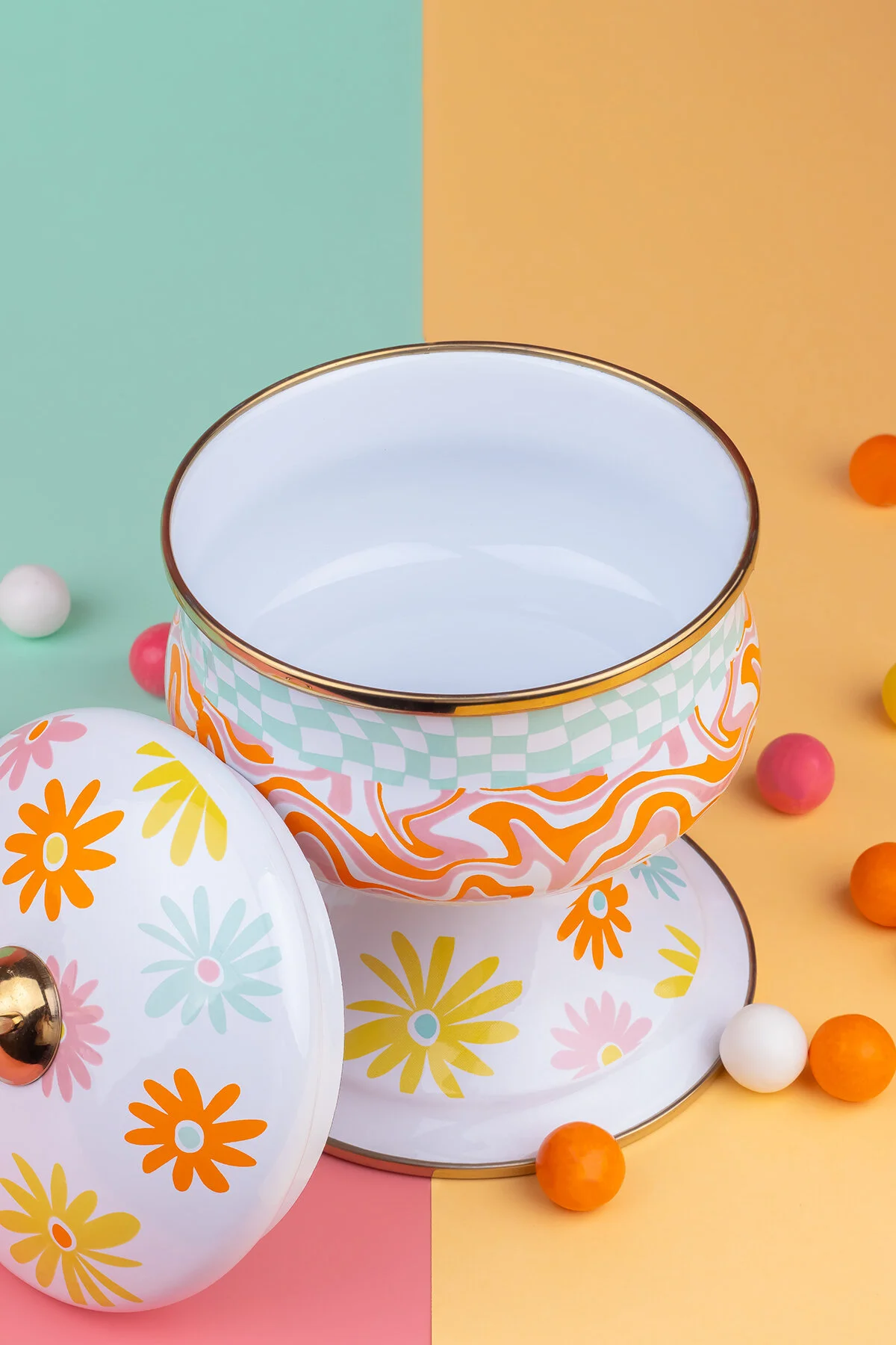 قندان آبی `تابه یکپارچهسازی با سیستمعامل مینای تزئینی هیپی شکر ارائه شکلات کوکی EMAYlab
