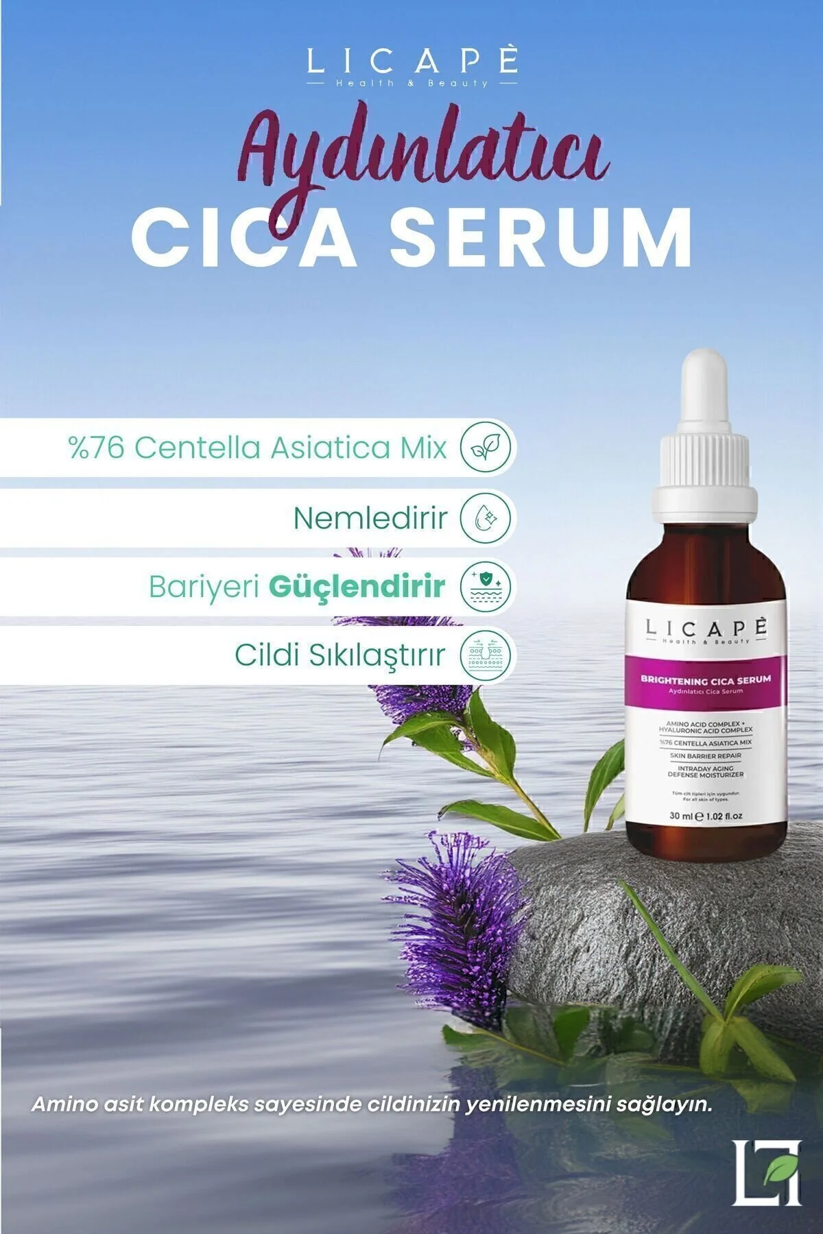سرم پوست 76 ٪ نورپردازی CICA 30ML Licape
