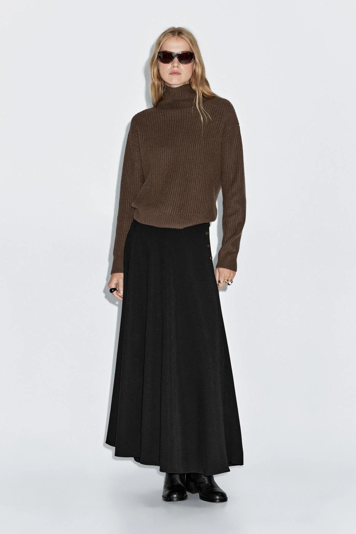 دامن بلند A LINE با جزئیات دکمه ماسیمو دوتی Massimo Dutti