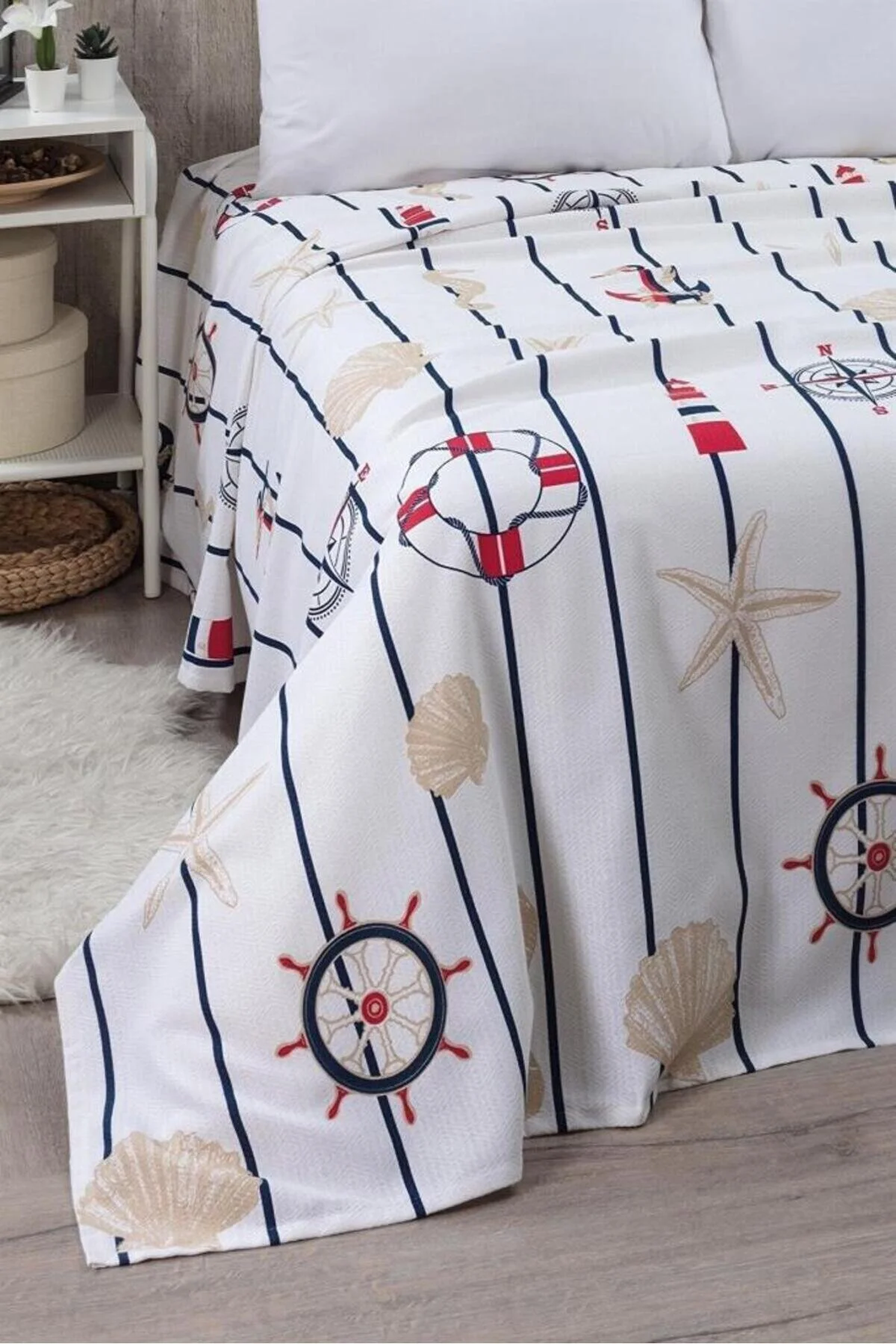 پیکه یک نفره و ست سفید روتختی سینگل دریایی 170 x 230 Mulberry