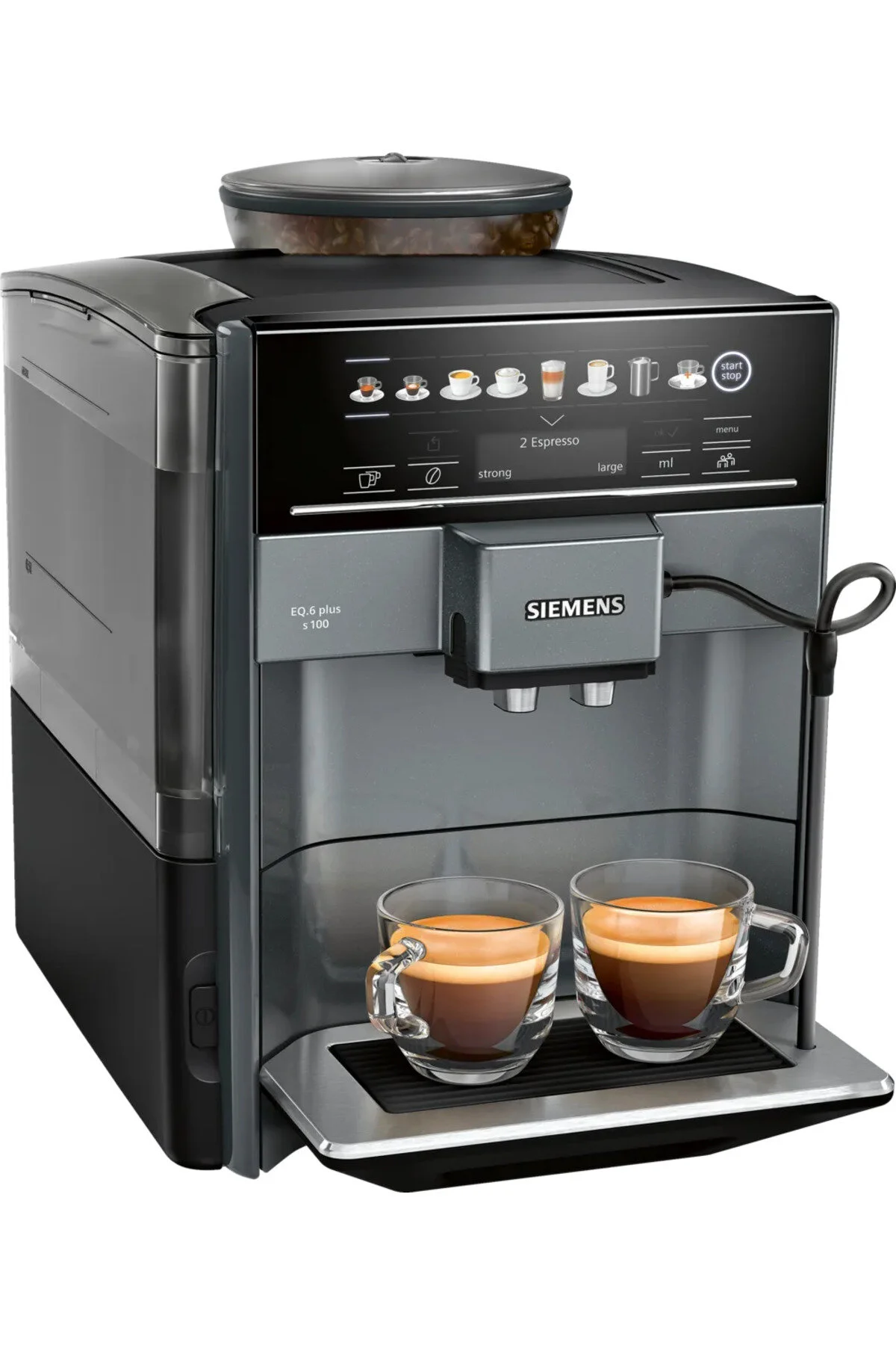 دستگاه اسپرسو و کاپوچینو قهوه ساز تمام اتوماتیک TE651209RW EQ6 PLUS S100 DIAMOND TITANIUM METALLIC اورجینال Siemens
