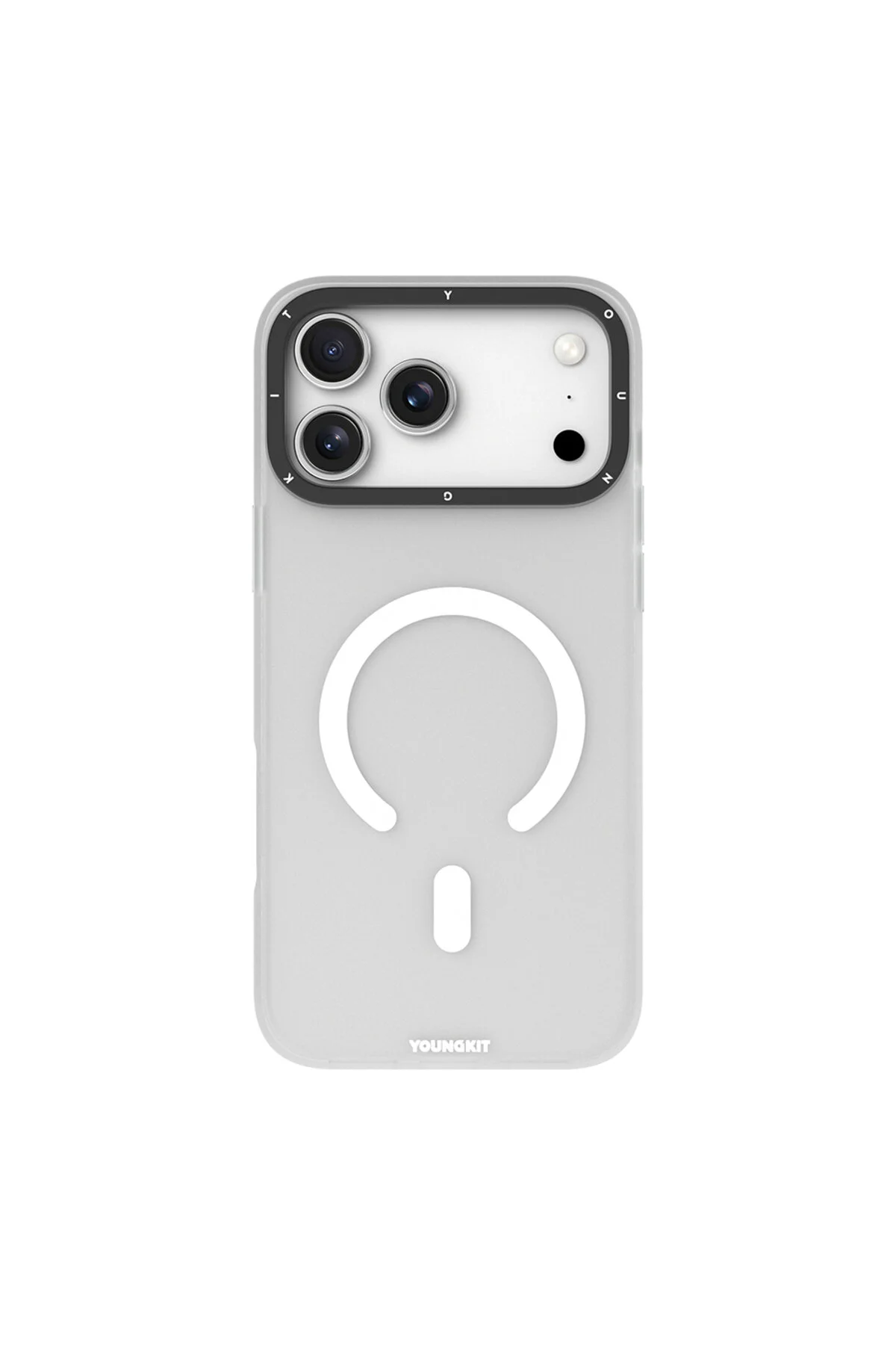 کاور و قاب سری شنی مخفی آیفون 17 پرو سازگار با ویژگی شارژ M SAFE سفید Youngkit